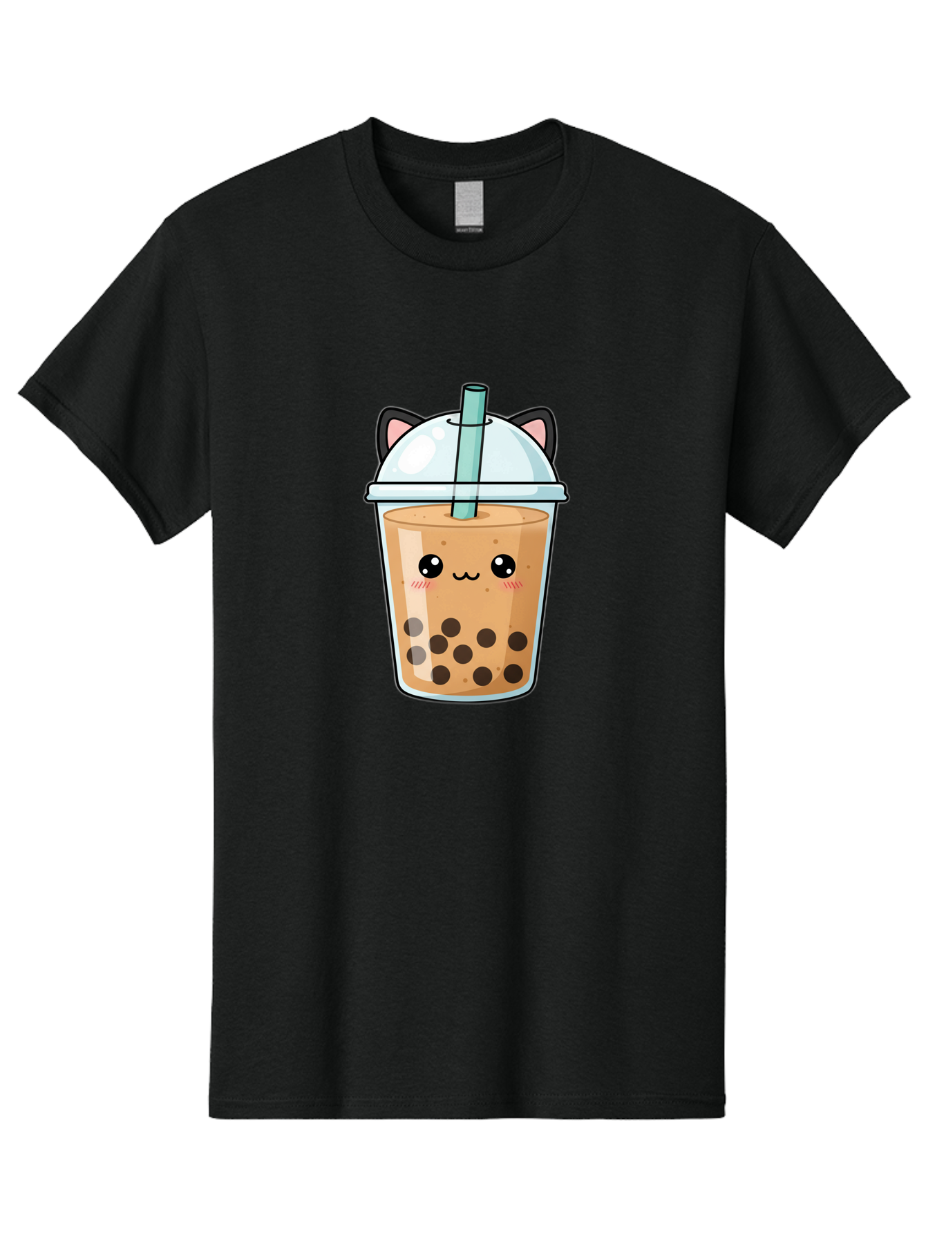 Cat-Bubble-Tea-1 Men'S Graphic Tee, 100% Cotton, Comfortable Casual Summer Wear, Machine Washable, Boba Tea, Cartoon Cat, Cute Drink, Bubble Tea, Adorable Character, Kawaii Culture, Tea Time, Fun Illustration, Milk Tea, Sweet Treat, Cat Ears, Bac795