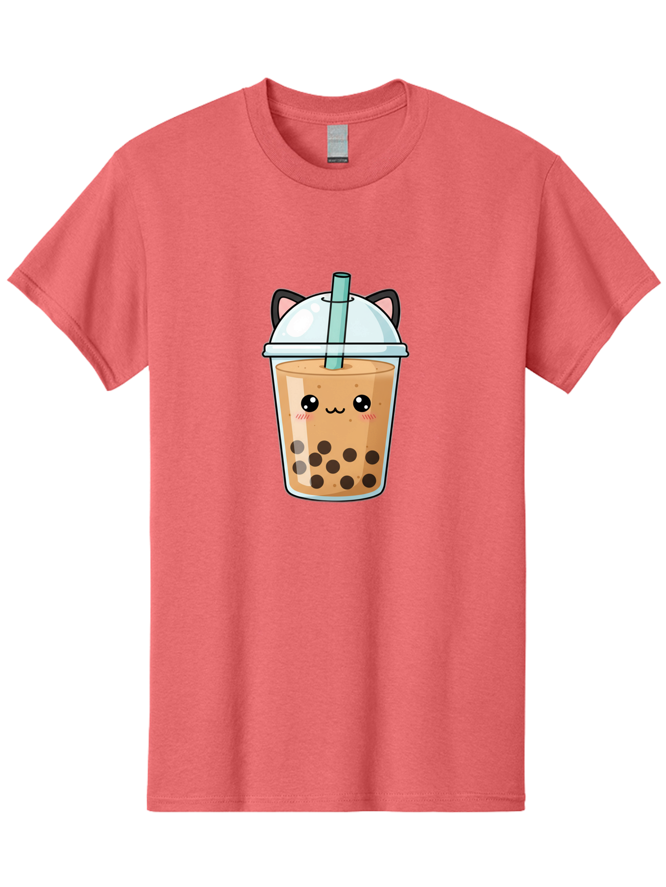Cat-Bubble-Tea-1 Men'S Graphic Tee, 100% Cotton, Comfortable Casual Summer Wear, Machine Washable, Boba Tea, Cartoon Cat, Cute Drink, Bubble Tea, Adorable Character, Kawaii Culture, Tea Time, Fun Illustration, Milk Tea, Sweet Treat, Cat Ears, Bac795