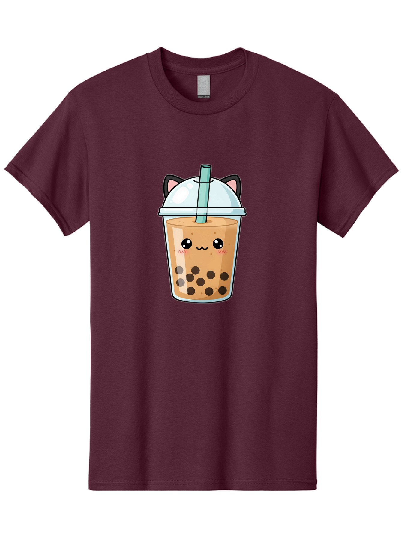 Cat-Bubble-Tea-1 Men'S Graphic Tee, 100% Cotton, Comfortable Casual Summer Wear, Machine Washable, Boba Tea, Cartoon Cat, Cute Drink, Bubble Tea, Adorable Character, Kawaii Culture, Tea Time, Fun Illustration, Milk Tea, Sweet Treat, Cat Ears, Bac795