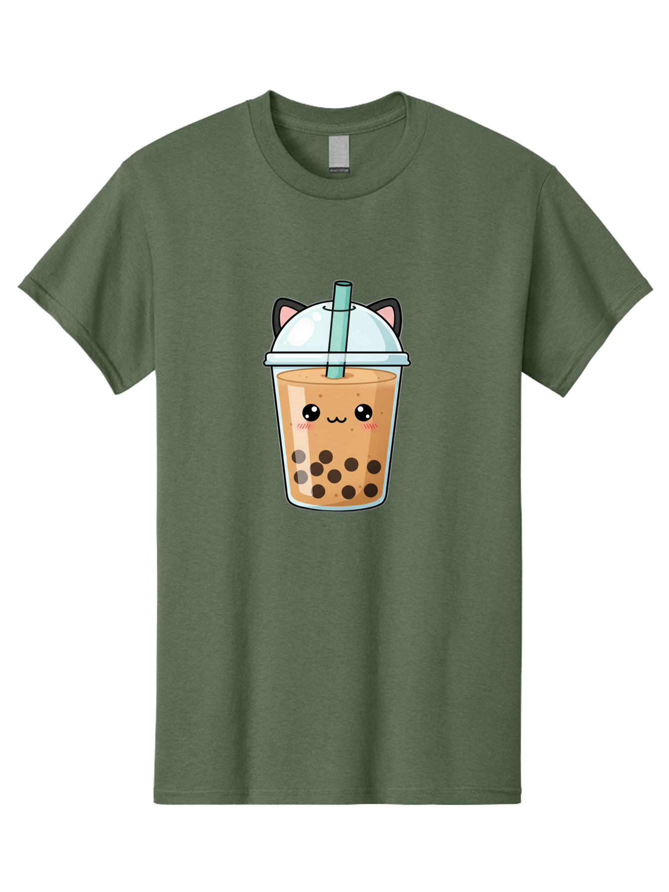 Cat-Bubble-Tea-1 Men'S Graphic Tee, 100% Cotton, Comfortable Casual Summer Wear, Machine Washable, Boba Tea, Cartoon Cat, Cute Drink, Bubble Tea, Adorable Character, Kawaii Culture, Tea Time, Fun Illustration, Milk Tea, Sweet Treat, Cat Ears, Bac795