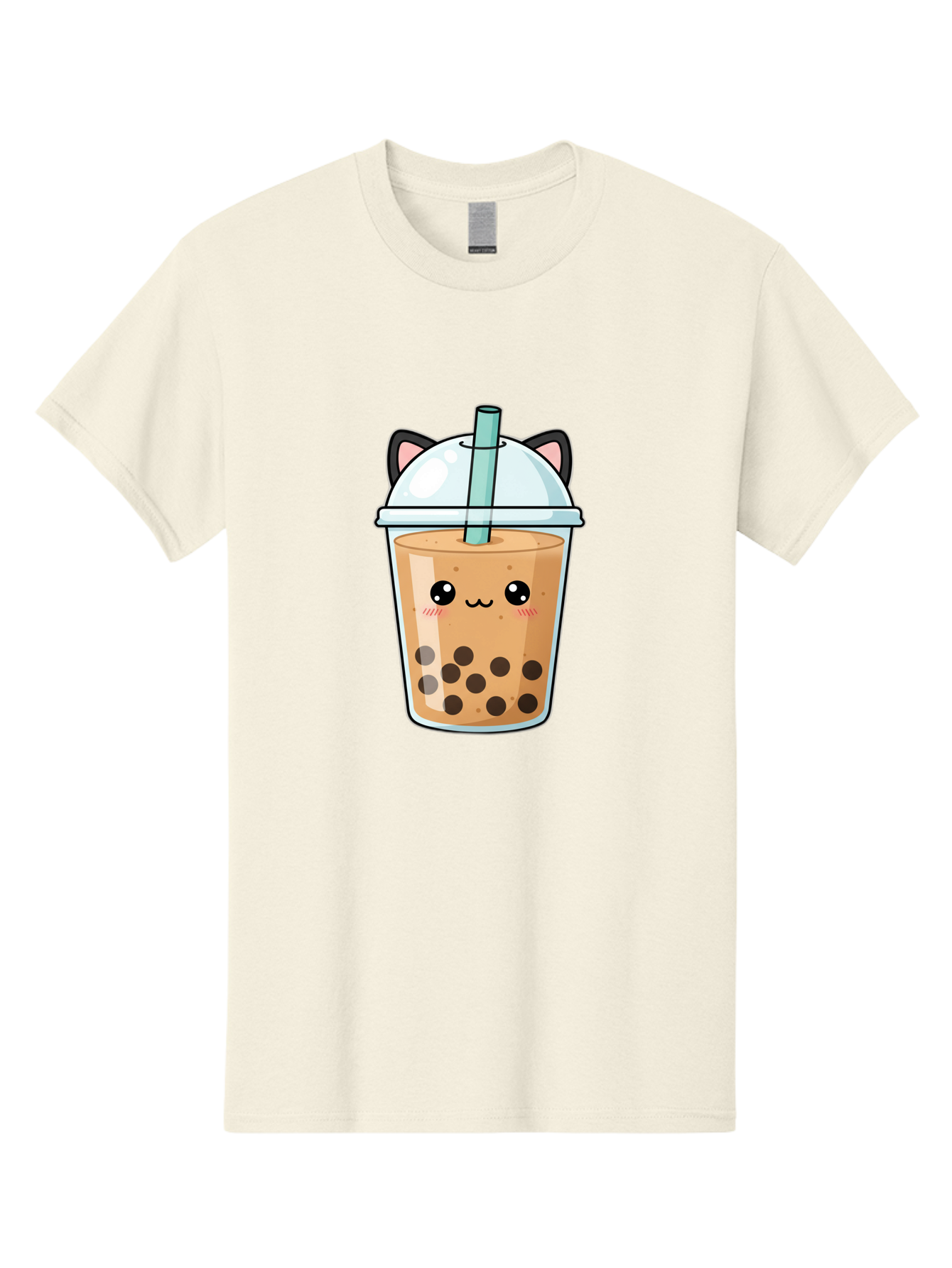 Cat-Bubble-Tea-1 Men'S Graphic Tee, 100% Cotton, Comfortable Casual Summer Wear, Machine Washable, Boba Tea, Cartoon Cat, Cute Drink, Bubble Tea, Adorable Character, Kawaii Culture, Tea Time, Fun Illustration, Milk Tea, Sweet Treat, Cat Ears, Bac795