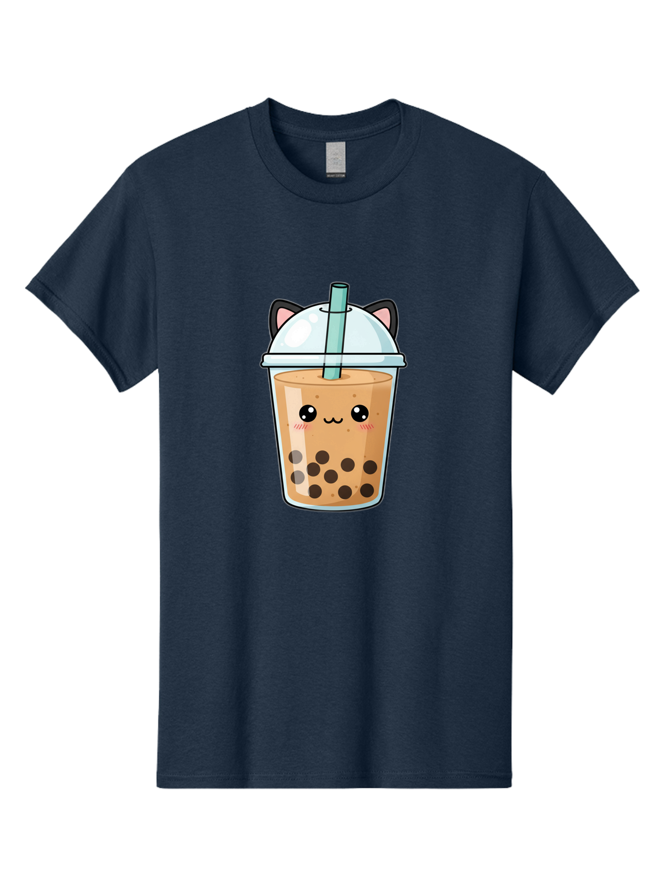 Cat-Bubble-Tea-1 Men'S Graphic Tee, 100% Cotton, Comfortable Casual Summer Wear, Machine Washable, Boba Tea, Cartoon Cat, Cute Drink, Bubble Tea, Adorable Character, Kawaii Culture, Tea Time, Fun Illustration, Milk Tea, Sweet Treat, Cat Ears, Bac795