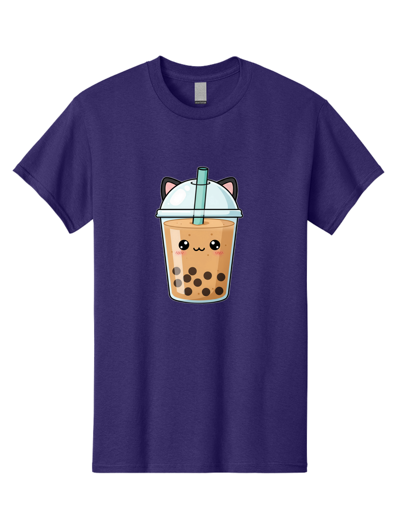 Cat-Bubble-Tea-1 Men'S Graphic Tee, 100% Cotton, Comfortable Casual Summer Wear, Machine Washable, Boba Tea, Cartoon Cat, Cute Drink, Bubble Tea, Adorable Character, Kawaii Culture, Tea Time, Fun Illustration, Milk Tea, Sweet Treat, Cat Ears, Bac795