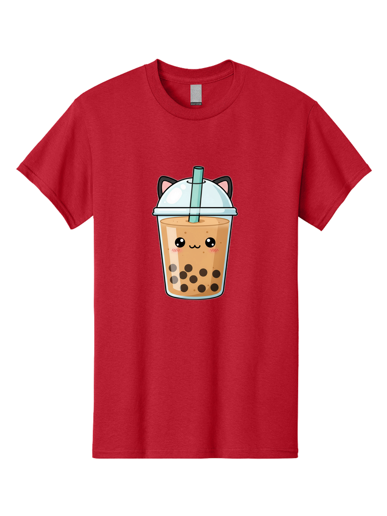 Cat-Bubble-Tea-1 Men'S Graphic Tee, 100% Cotton, Comfortable Casual Summer Wear, Machine Washable, Boba Tea, Cartoon Cat, Cute Drink, Bubble Tea, Adorable Character, Kawaii Culture, Tea Time, Fun Illustration, Milk Tea, Sweet Treat, Cat Ears, Bac795