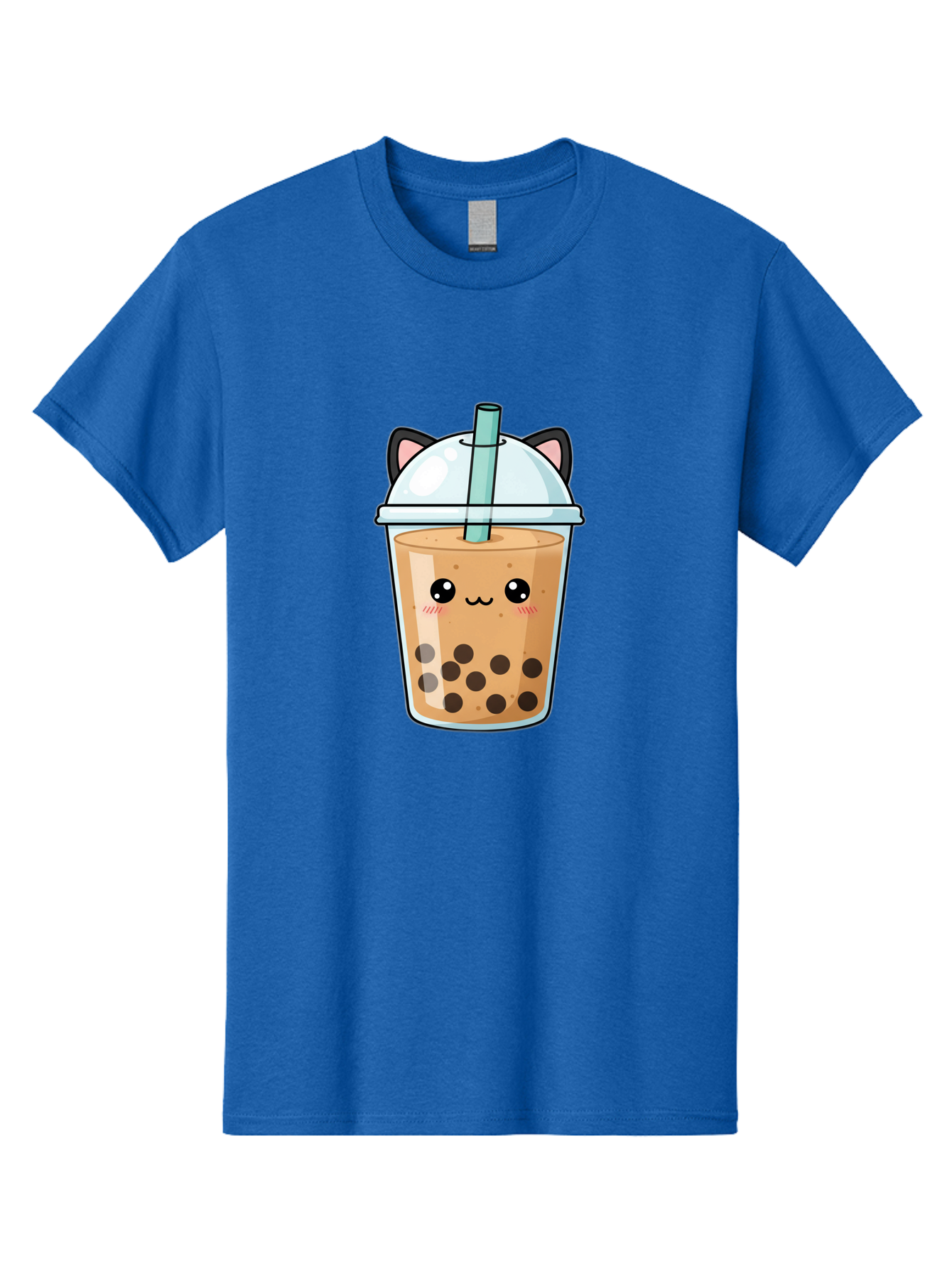 Cat-Bubble-Tea-1 Men'S Graphic Tee, 100% Cotton, Comfortable Casual Summer Wear, Machine Washable, Boba Tea, Cartoon Cat, Cute Drink, Bubble Tea, Adorable Character, Kawaii Culture, Tea Time, Fun Illustration, Milk Tea, Sweet Treat, Cat Ears, Bac795