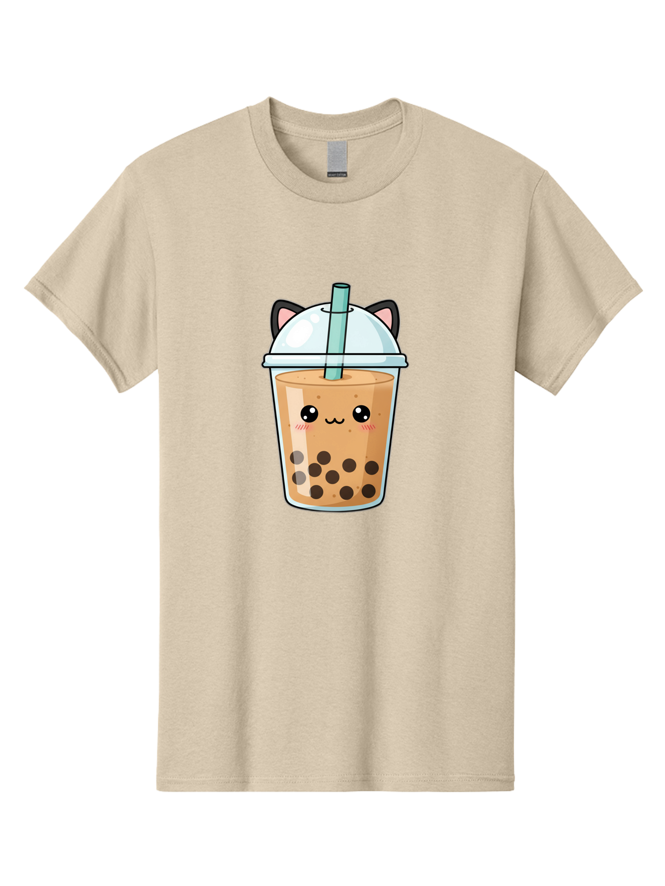 Cat-Bubble-Tea-1 Men'S Graphic Tee, 100% Cotton, Comfortable Casual Summer Wear, Machine Washable, Boba Tea, Cartoon Cat, Cute Drink, Bubble Tea, Adorable Character, Kawaii Culture, Tea Time, Fun Illustration, Milk Tea, Sweet Treat, Cat Ears, Bac795