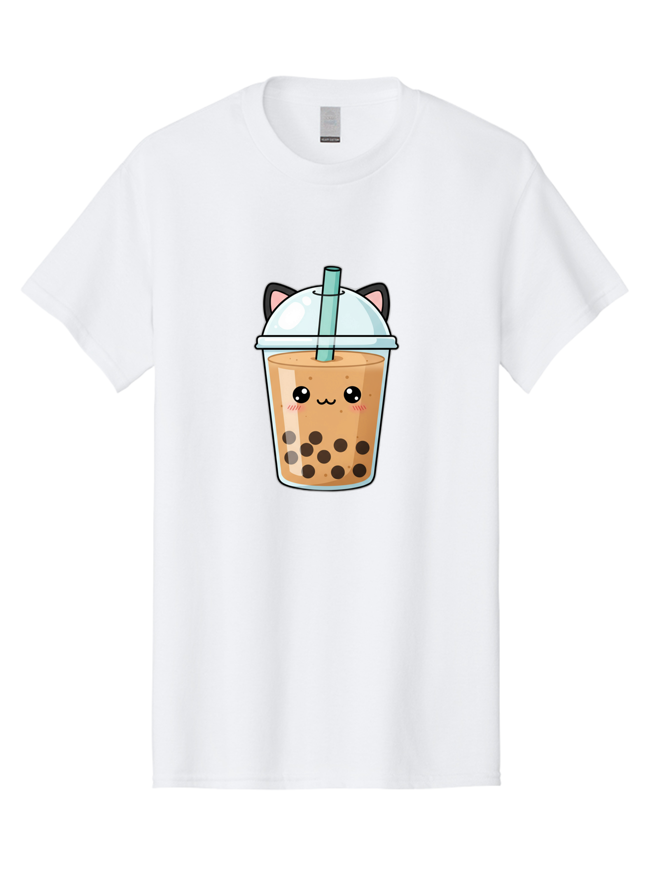 Cat-Bubble-Tea-1 Men'S Graphic Tee, 100% Cotton, Comfortable Casual Summer Wear, Machine Washable, Boba Tea, Cartoon Cat, Cute Drink, Bubble Tea, Adorable Character, Kawaii Culture, Tea Time, Fun Illustration, Milk Tea, Sweet Treat, Cat Ears, Bac795