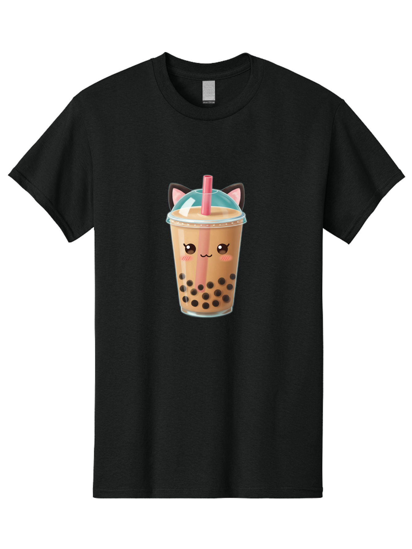 Cat-Bubble-Tea-2 Men'S Graphic Tee, 100% Cotton, Comfortable Casual Summer Wear, Machine Washable, Cute Cat Bubble Tea, Boba Tea With Cat Face, Cartoon Bubble Tea, Kawaii Drink, Adorable Beverage, Cat Ears, Bubble Tea Cup Bac796