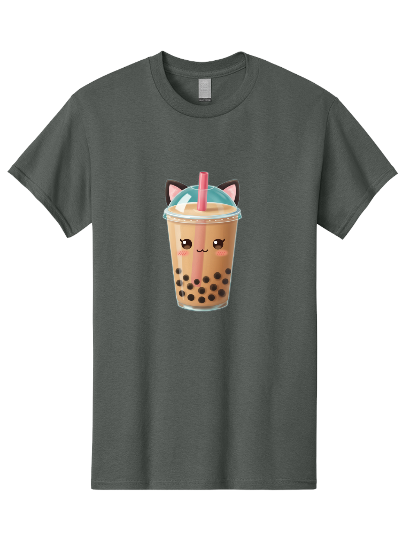 Cat-Bubble-Tea-2 Men'S Graphic Tee, 100% Cotton, Comfortable Casual Summer Wear, Machine Washable, Cute Cat Bubble Tea, Boba Tea With Cat Face, Cartoon Bubble Tea, Kawaii Drink, Adorable Beverage, Cat Ears, Bubble Tea Cup Bac796
