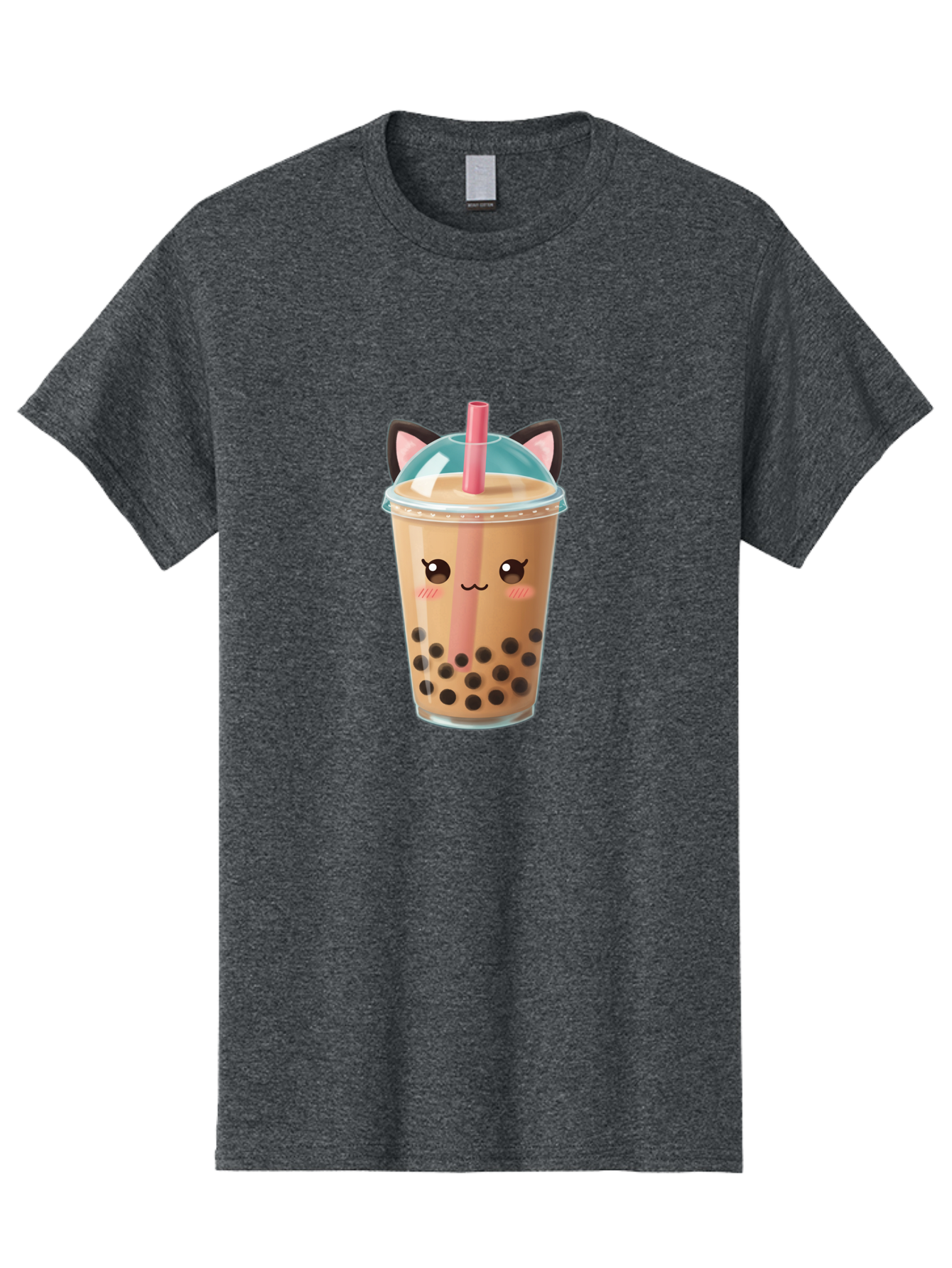 Cat-Bubble-Tea-2 Men'S Graphic Tee, 100% Cotton, Comfortable Casual Summer Wear, Machine Washable, Cute Cat Bubble Tea, Boba Tea With Cat Face, Cartoon Bubble Tea, Kawaii Drink, Adorable Beverage, Cat Ears, Bubble Tea Cup Bac796