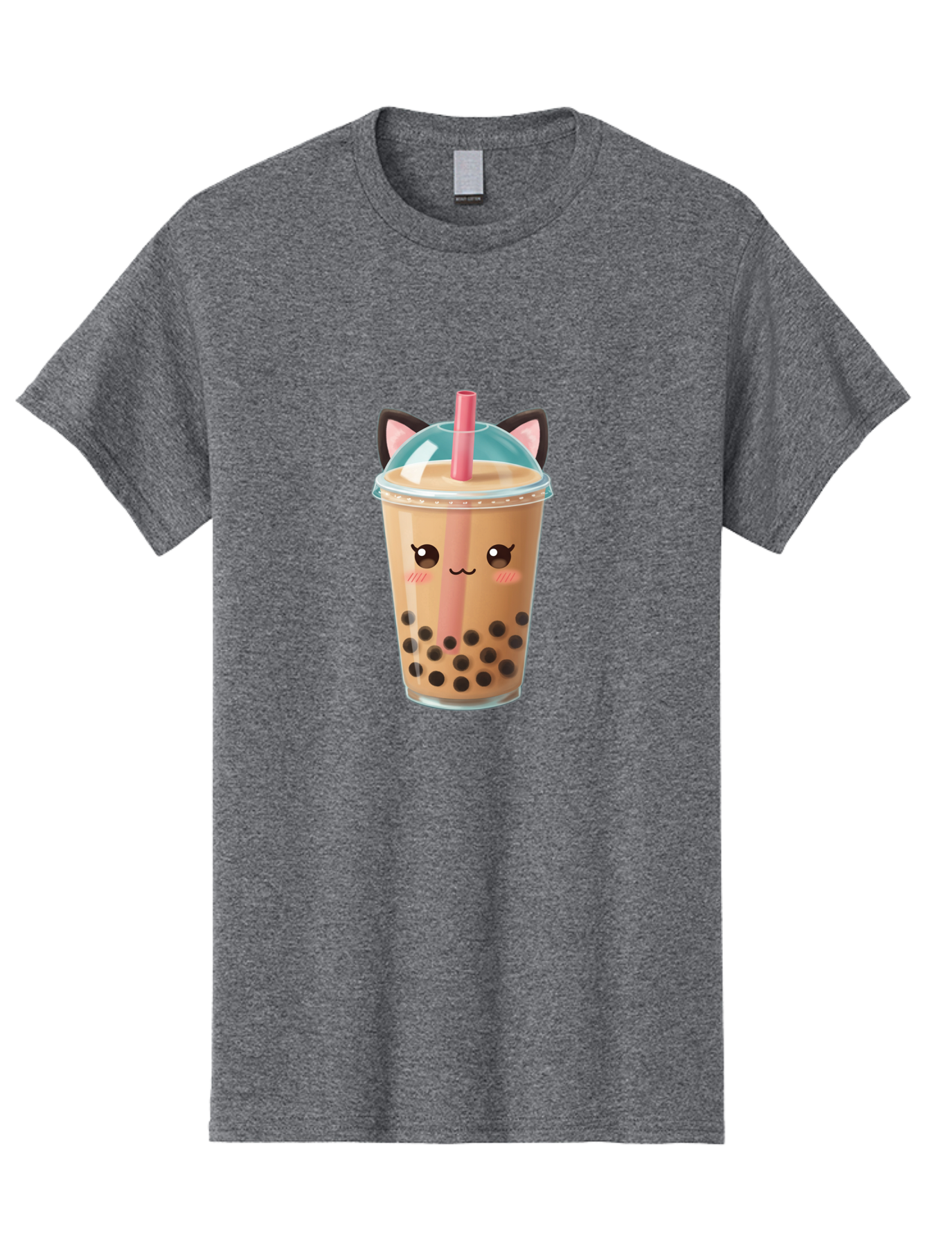 Cat-Bubble-Tea-2 Men'S Graphic Tee, 100% Cotton, Comfortable Casual Summer Wear, Machine Washable, Cute Cat Bubble Tea, Boba Tea With Cat Face, Cartoon Bubble Tea, Kawaii Drink, Adorable Beverage, Cat Ears, Bubble Tea Cup Bac796