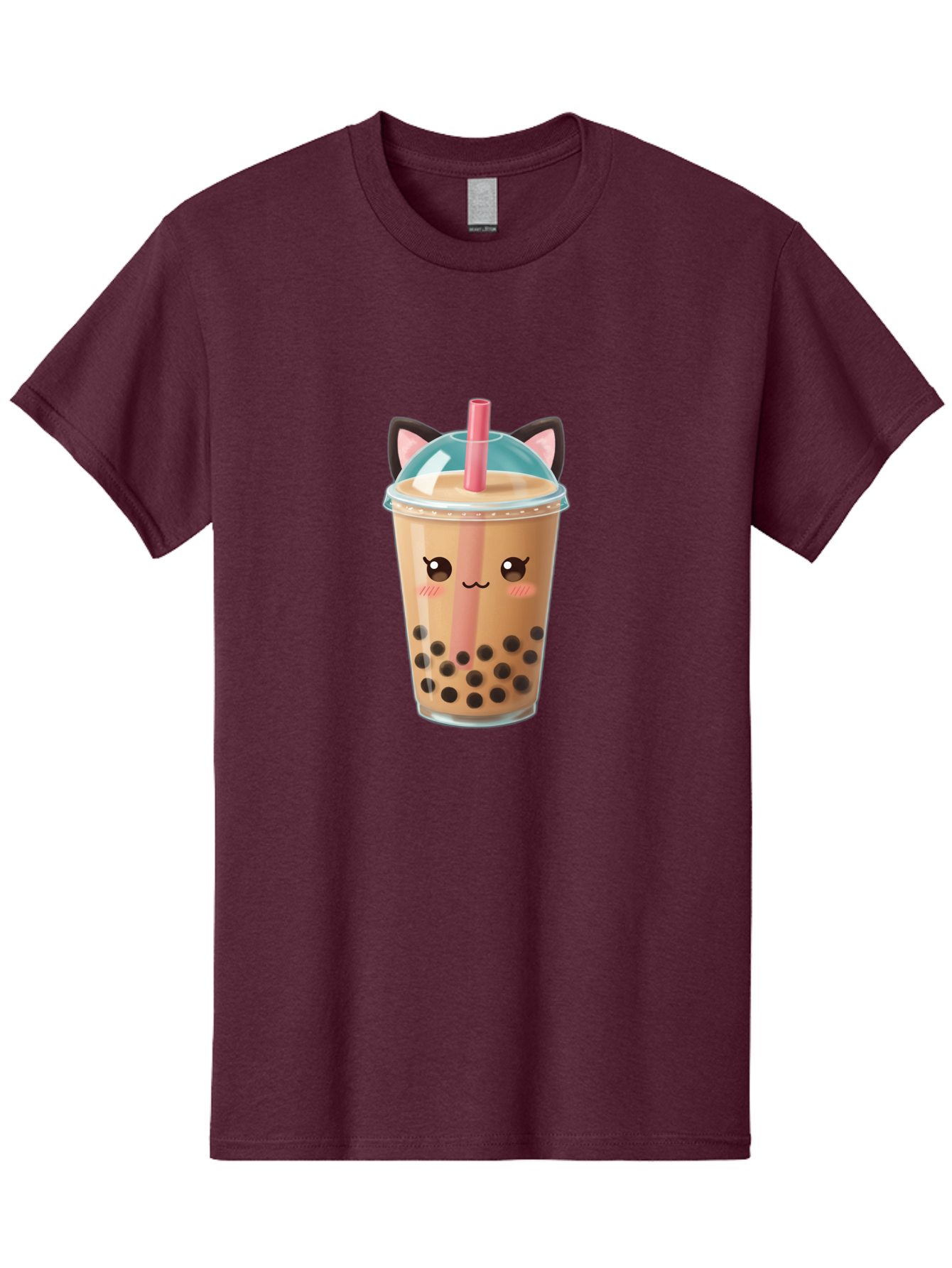 Cat-Bubble-Tea-2 Men'S Graphic Tee, 100% Cotton, Comfortable Casual Summer Wear, Machine Washable, Cute Cat Bubble Tea, Boba Tea With Cat Face, Cartoon Bubble Tea, Kawaii Drink, Adorable Beverage, Cat Ears, Bubble Tea Cup Bac796