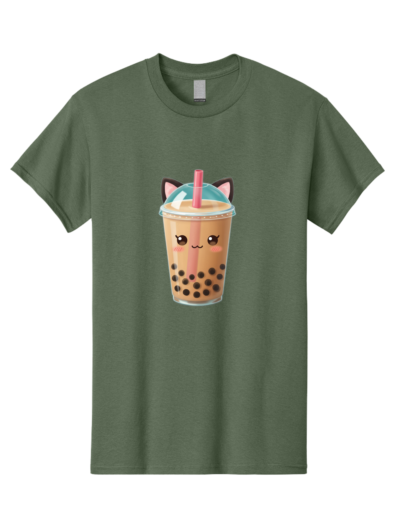 Cat-Bubble-Tea-2 Men'S Graphic Tee, 100% Cotton, Comfortable Casual Summer Wear, Machine Washable, Cute Cat Bubble Tea, Boba Tea With Cat Face, Cartoon Bubble Tea, Kawaii Drink, Adorable Beverage, Cat Ears, Bubble Tea Cup Bac796