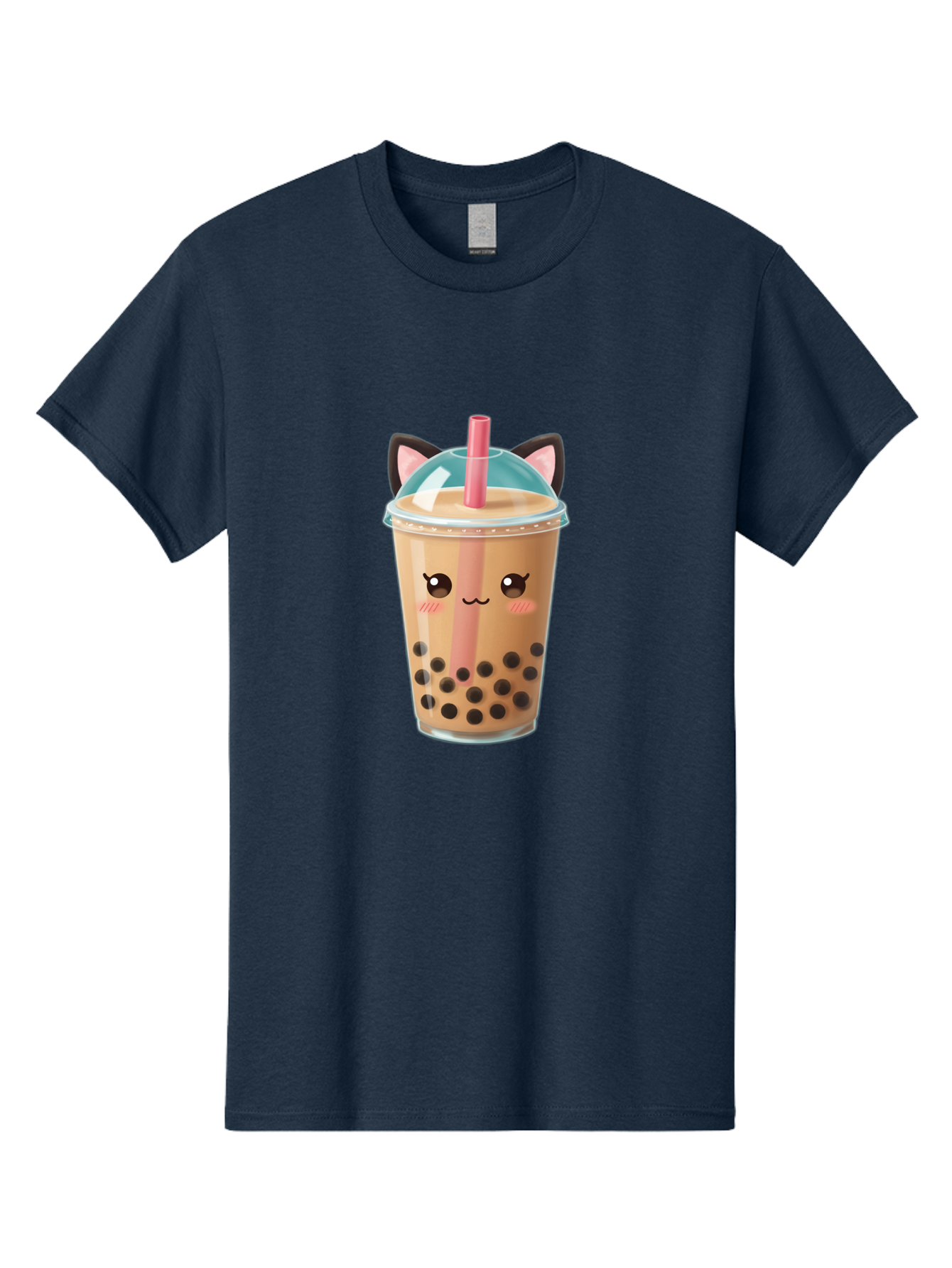 Cat-Bubble-Tea-2 Men'S Graphic Tee, 100% Cotton, Comfortable Casual Summer Wear, Machine Washable, Cute Cat Bubble Tea, Boba Tea With Cat Face, Cartoon Bubble Tea, Kawaii Drink, Adorable Beverage, Cat Ears, Bubble Tea Cup Bac796