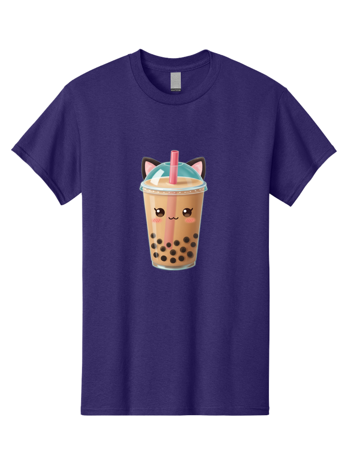 Cat-Bubble-Tea-2 Men'S Graphic Tee, 100% Cotton, Comfortable Casual Summer Wear, Machine Washable, Cute Cat Bubble Tea, Boba Tea With Cat Face, Cartoon Bubble Tea, Kawaii Drink, Adorable Beverage, Cat Ears, Bubble Tea Cup Bac796