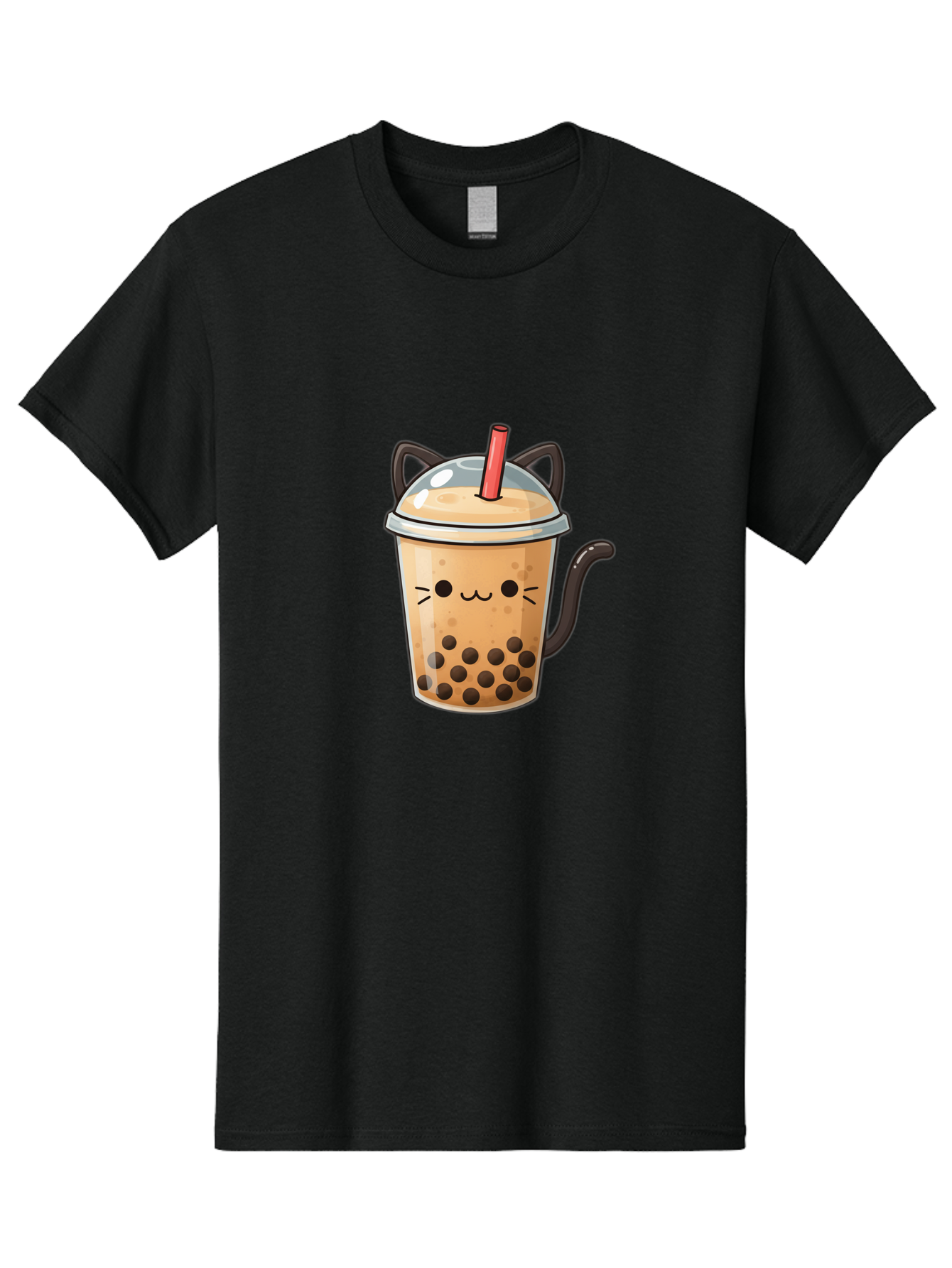 Cat-Bubble-Tea Men'S Graphic Tee, 100% Cotton, Comfortable Casual Summer Wear, Machine Washable, Boba Tea, Bubble Tea, Kawaii Cat, Cute Cat Face, Milk Tea, Tapioca Pearls, Adorable Design, Cartoon Style, Cat Ears, Straw, Bac798