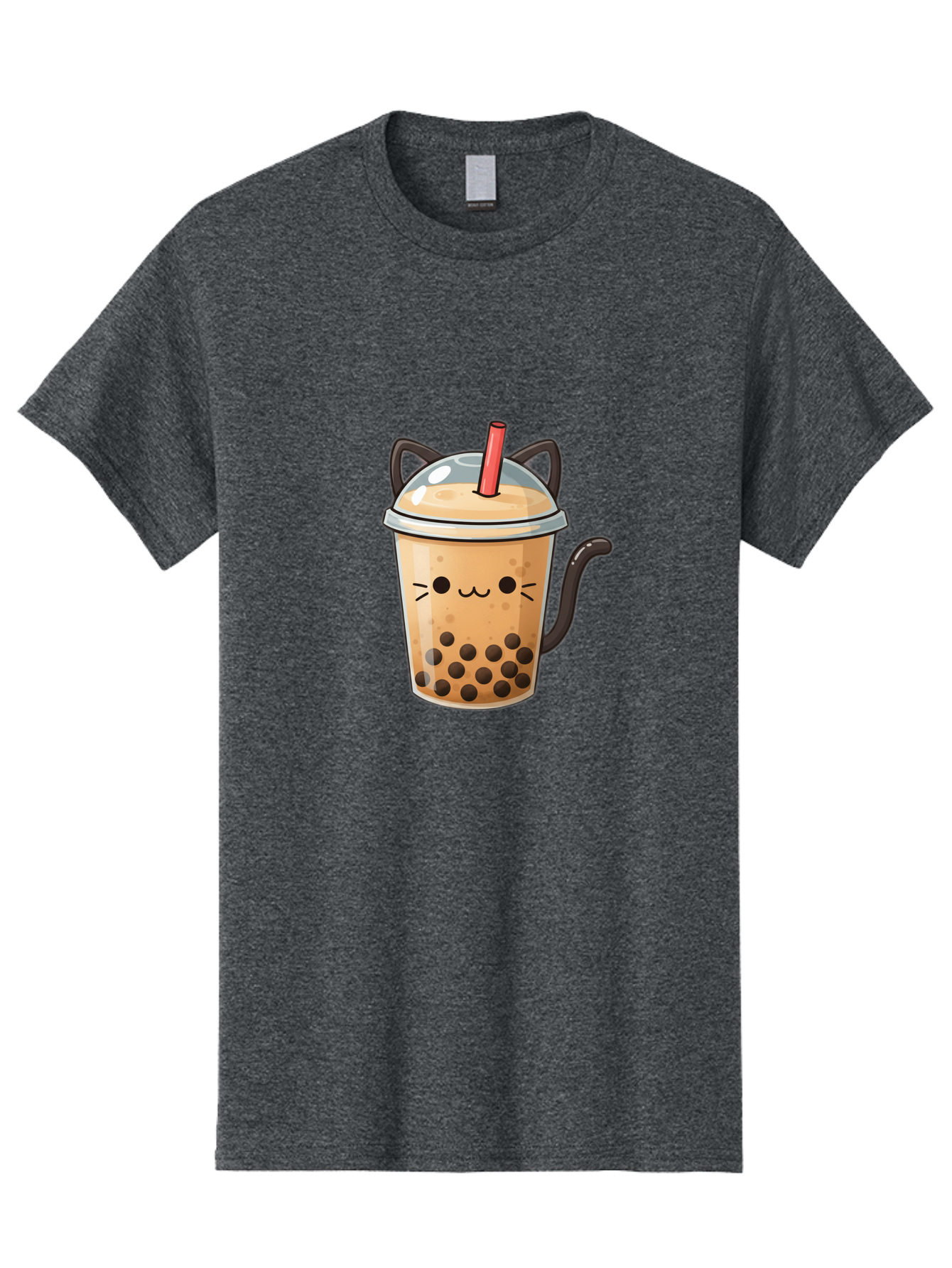 Cat-Bubble-Tea Men'S Graphic Tee, 100% Cotton, Comfortable Casual Summer Wear, Machine Washable, Boba Tea, Bubble Tea, Kawaii Cat, Cute Cat Face, Milk Tea, Tapioca Pearls, Adorable Design, Cartoon Style, Cat Ears, Straw, Bac798