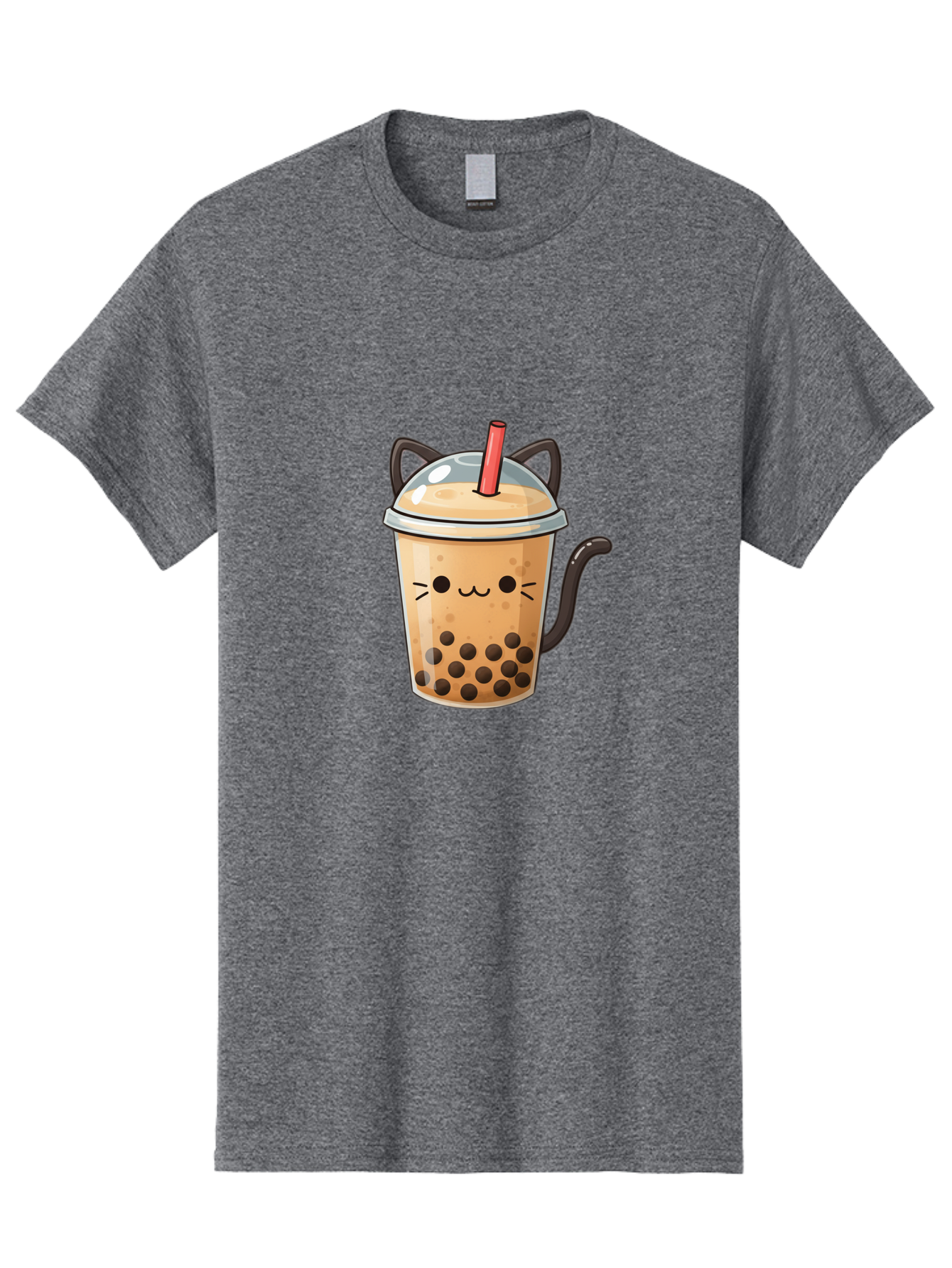 Cat-Bubble-Tea Men'S Graphic Tee, 100% Cotton, Comfortable Casual Summer Wear, Machine Washable, Boba Tea, Bubble Tea, Kawaii Cat, Cute Cat Face, Milk Tea, Tapioca Pearls, Adorable Design, Cartoon Style, Cat Ears, Straw, Bac798