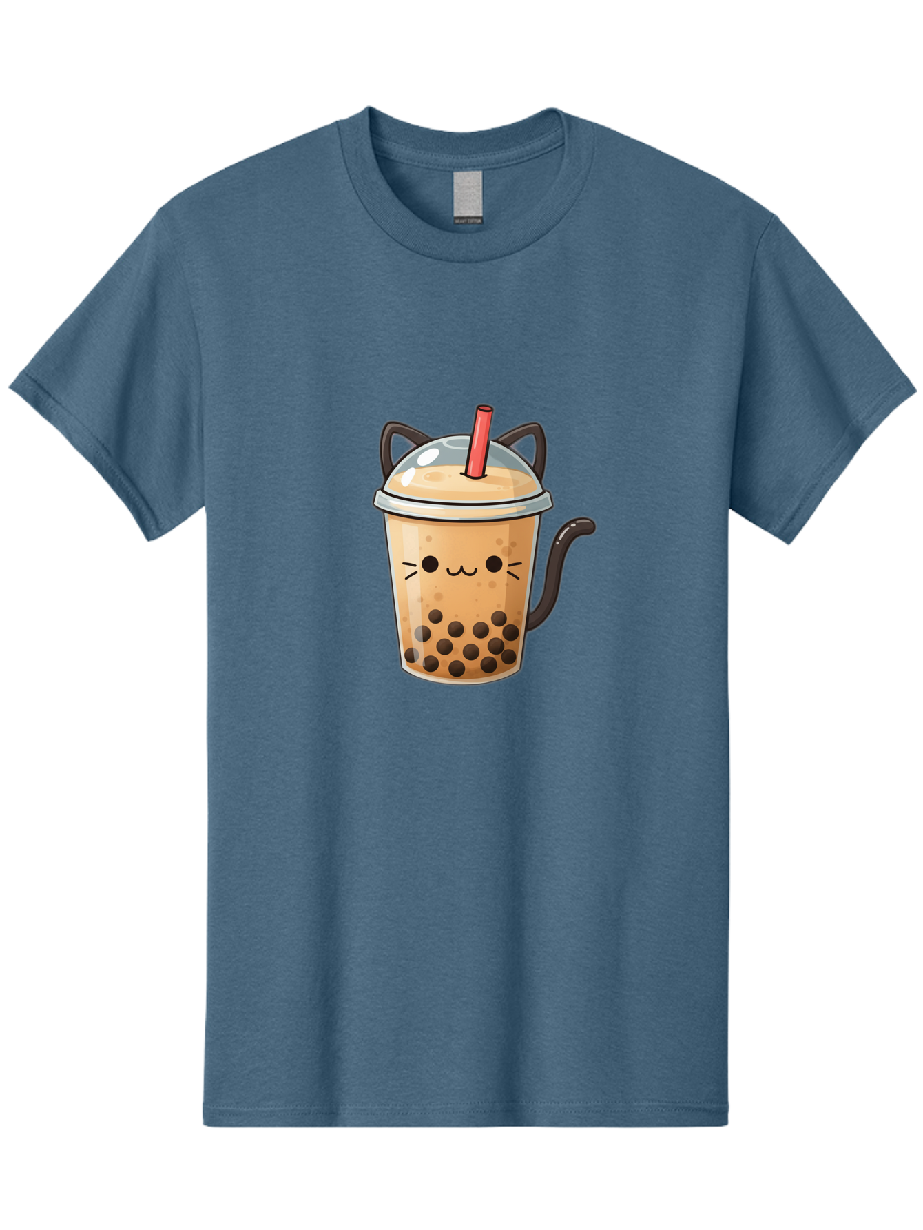 Cat-Bubble-Tea Men'S Graphic Tee, 100% Cotton, Comfortable Casual Summer Wear, Machine Washable, Boba Tea, Bubble Tea, Kawaii Cat, Cute Cat Face, Milk Tea, Tapioca Pearls, Adorable Design, Cartoon Style, Cat Ears, Straw, Bac798