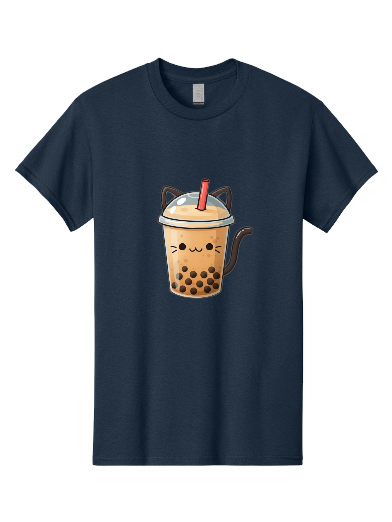 Cat-Bubble-Tea Men'S Graphic Tee, 100% Cotton, Comfortable Casual Summer Wear, Machine Washable, Boba Tea, Bubble Tea, Kawaii Cat, Cute Cat Face, Milk Tea, Tapioca Pearls, Adorable Design, Cartoon Style, Cat Ears, Straw, Bac798
