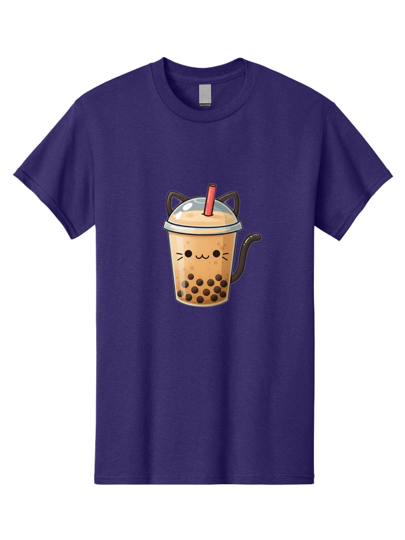 Cat-Bubble-Tea Men'S Graphic Tee, 100% Cotton, Comfortable Casual Summer Wear, Machine Washable, Boba Tea, Bubble Tea, Kawaii Cat, Cute Cat Face, Milk Tea, Tapioca Pearls, Adorable Design, Cartoon Style, Cat Ears, Straw, Bac798
