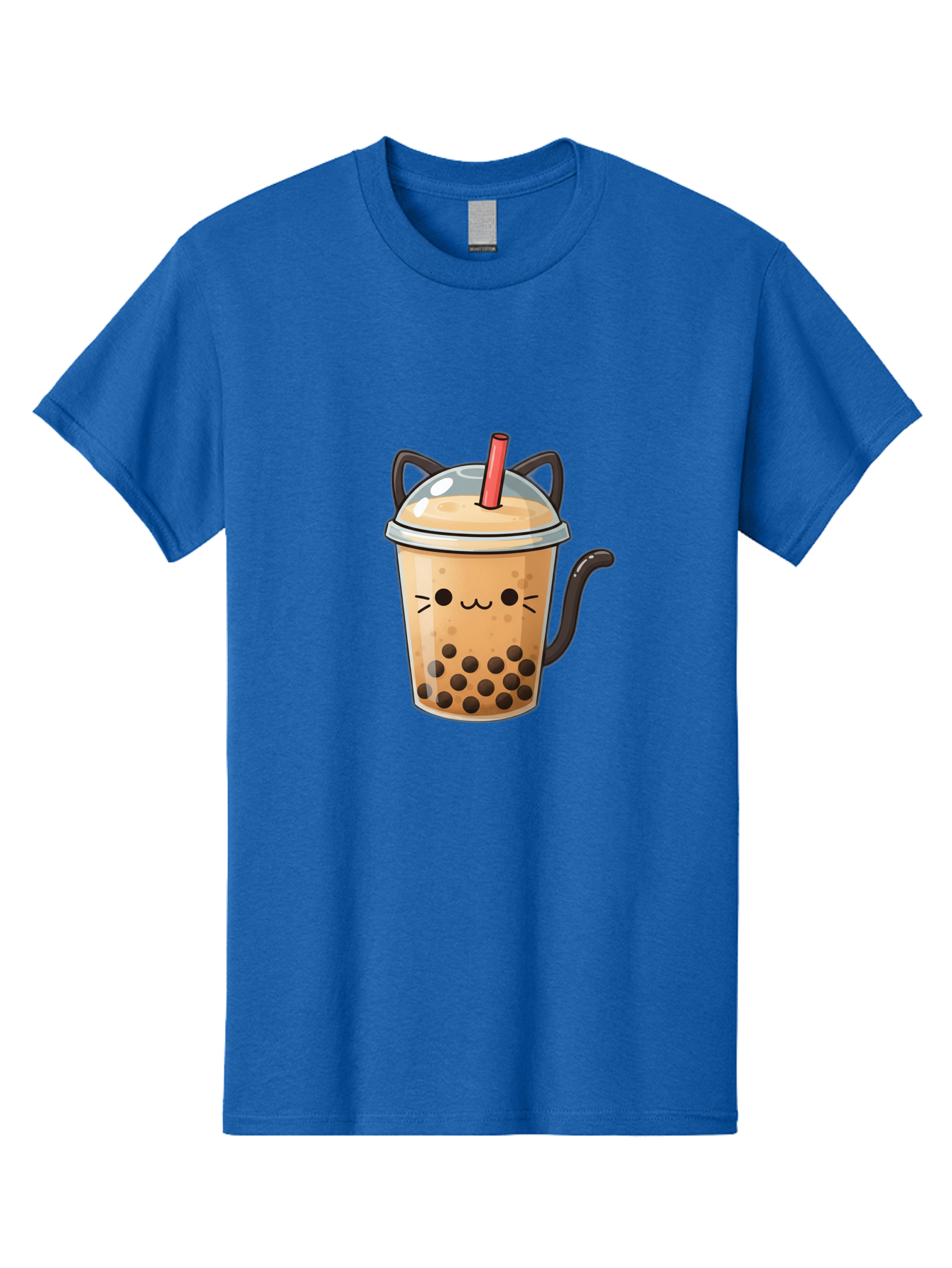 Cat-Bubble-Tea Men'S Graphic Tee, 100% Cotton, Comfortable Casual Summer Wear, Machine Washable, Boba Tea, Bubble Tea, Kawaii Cat, Cute Cat Face, Milk Tea, Tapioca Pearls, Adorable Design, Cartoon Style, Cat Ears, Straw, Bac798