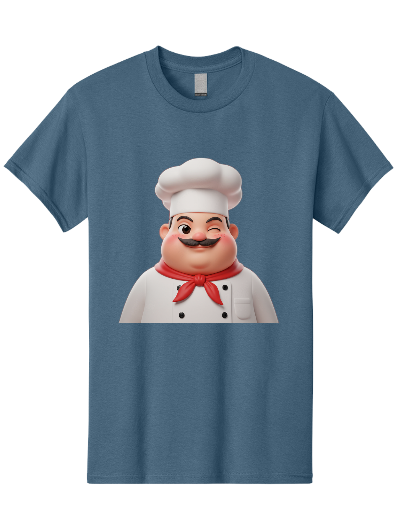 Chef-1 Men'S Graphic Tee, 100% Cotton, Comfortable Casual Summer Wear, Machine Washable, Cartoon Chef, White Hat, Red Neckerchief, Black Moustache, Smiling Face, Chef'S Uniform, Culinary Arts, Kitchen Staff, Friendly Demeanor Bac804