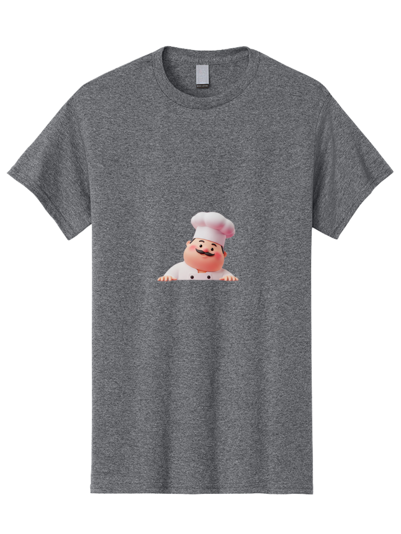 Chef-3 Men'S Graphic Tee, 100% Cotton, Comfortable Casual Summer Wear, Machine Washable, Cartoon Chef, 3D Character, White Uniform, Chef Hat, Mustache, Smiling Face, Restaurant Staff, Culinary Expert, Kitchen Staff Bac806