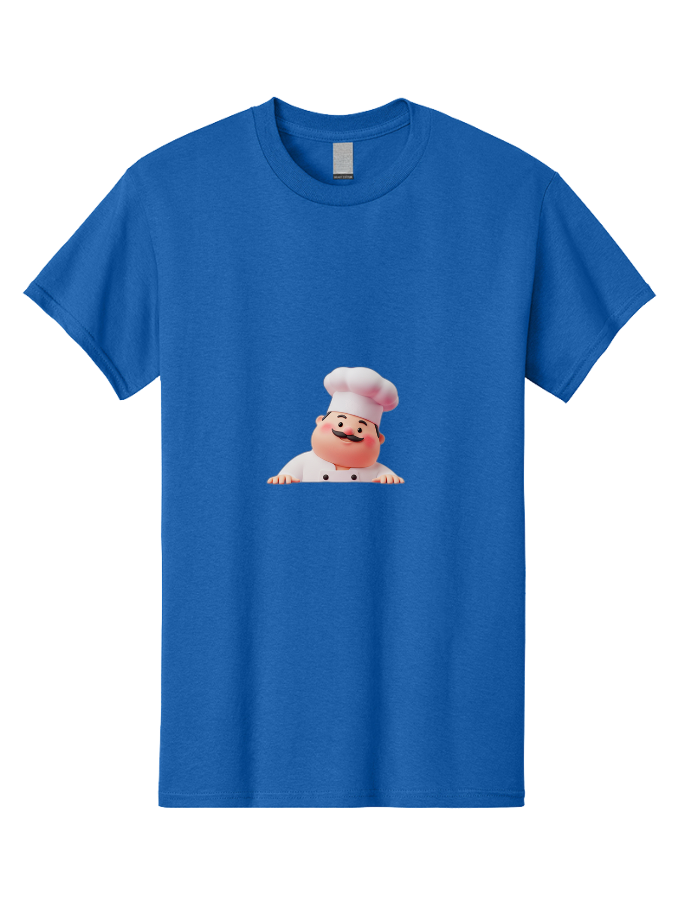 Chef-3 Men'S Graphic Tee, 100% Cotton, Comfortable Casual Summer Wear, Machine Washable, Cartoon Chef, 3D Character, White Uniform, Chef Hat, Mustache, Smiling Face, Restaurant Staff, Culinary Expert, Kitchen Staff Bac806