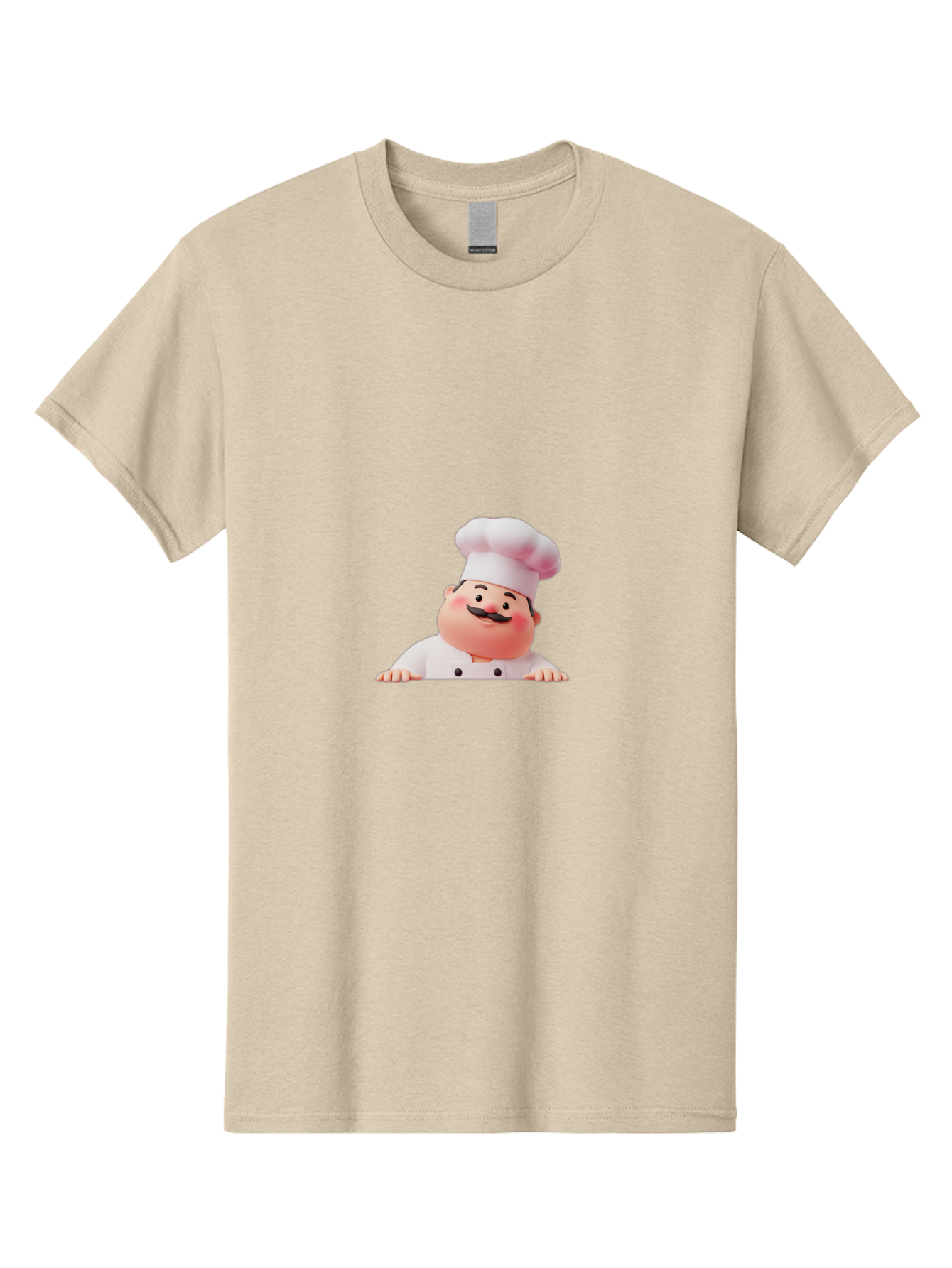 Chef-3 Men'S Graphic Tee, 100% Cotton, Comfortable Casual Summer Wear, Machine Washable, Cartoon Chef, 3D Character, White Uniform, Chef Hat, Mustache, Smiling Face, Restaurant Staff, Culinary Expert, Kitchen Staff Bac806