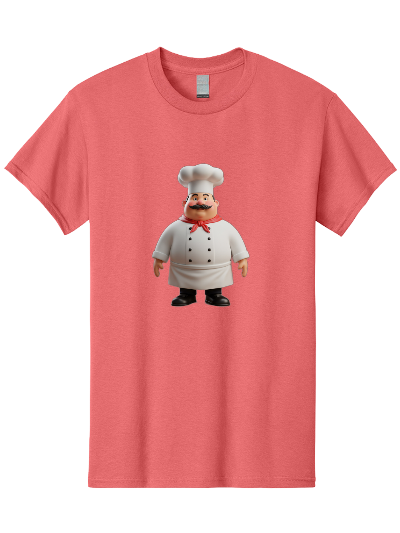Chef-Character-1 Men'S Graphic Tee, 100% Cotton, Comfortable Casual Summer Wear, Machine Washable, 3D Cartoon Chef, Chef Character, Chef Illustration, Culinary Expert, Kitchen Staff, Cooking Professional, Chef Attire, White Coat, Bac810