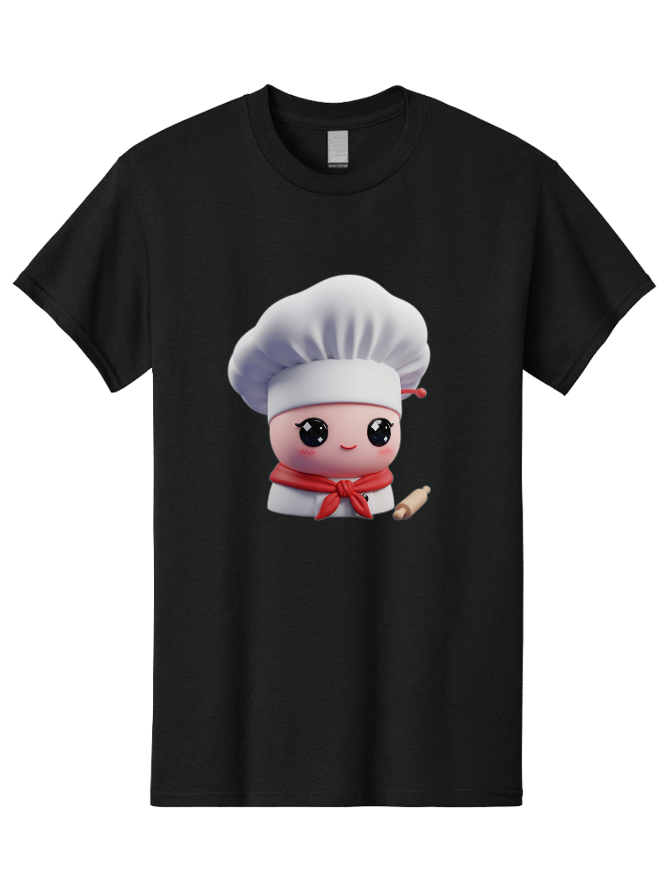 Chef-Character-4 Men'S Graphic Tee, 100% Cotton, Comfortable Casual Summer Wear, Machine Washable, Cartoon Chef Character, Cute Chef Illustration, Chef Hat, Red Scarf, White Uniform, Cooking Utensils, Kitchen Theme, Adorable Chef, Pastry Chef, Bac813