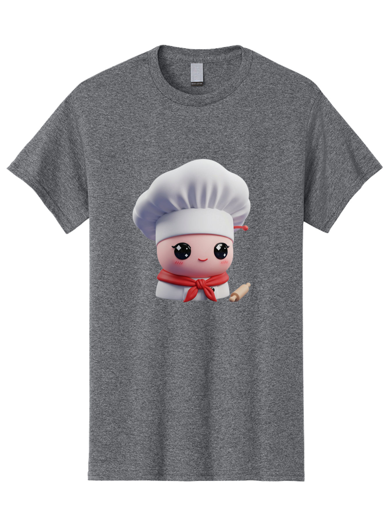 Chef-Character-4 Men'S Graphic Tee, 100% Cotton, Comfortable Casual Summer Wear, Machine Washable, Cartoon Chef Character, Cute Chef Illustration, Chef Hat, Red Scarf, White Uniform, Cooking Utensils, Kitchen Theme, Adorable Chef, Pastry Chef, Bac813