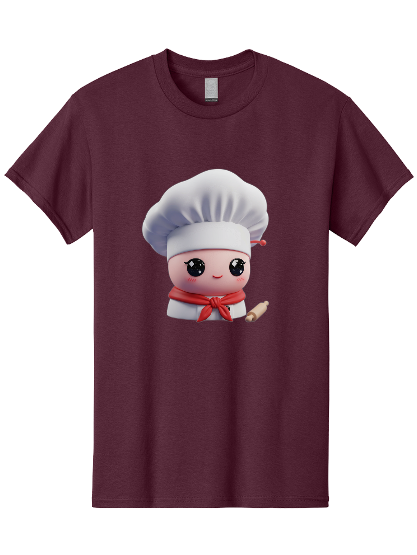 Chef-Character-4 Men'S Graphic Tee, 100% Cotton, Comfortable Casual Summer Wear, Machine Washable, Cartoon Chef Character, Cute Chef Illustration, Chef Hat, Red Scarf, White Uniform, Cooking Utensils, Kitchen Theme, Adorable Chef, Pastry Chef, Bac813