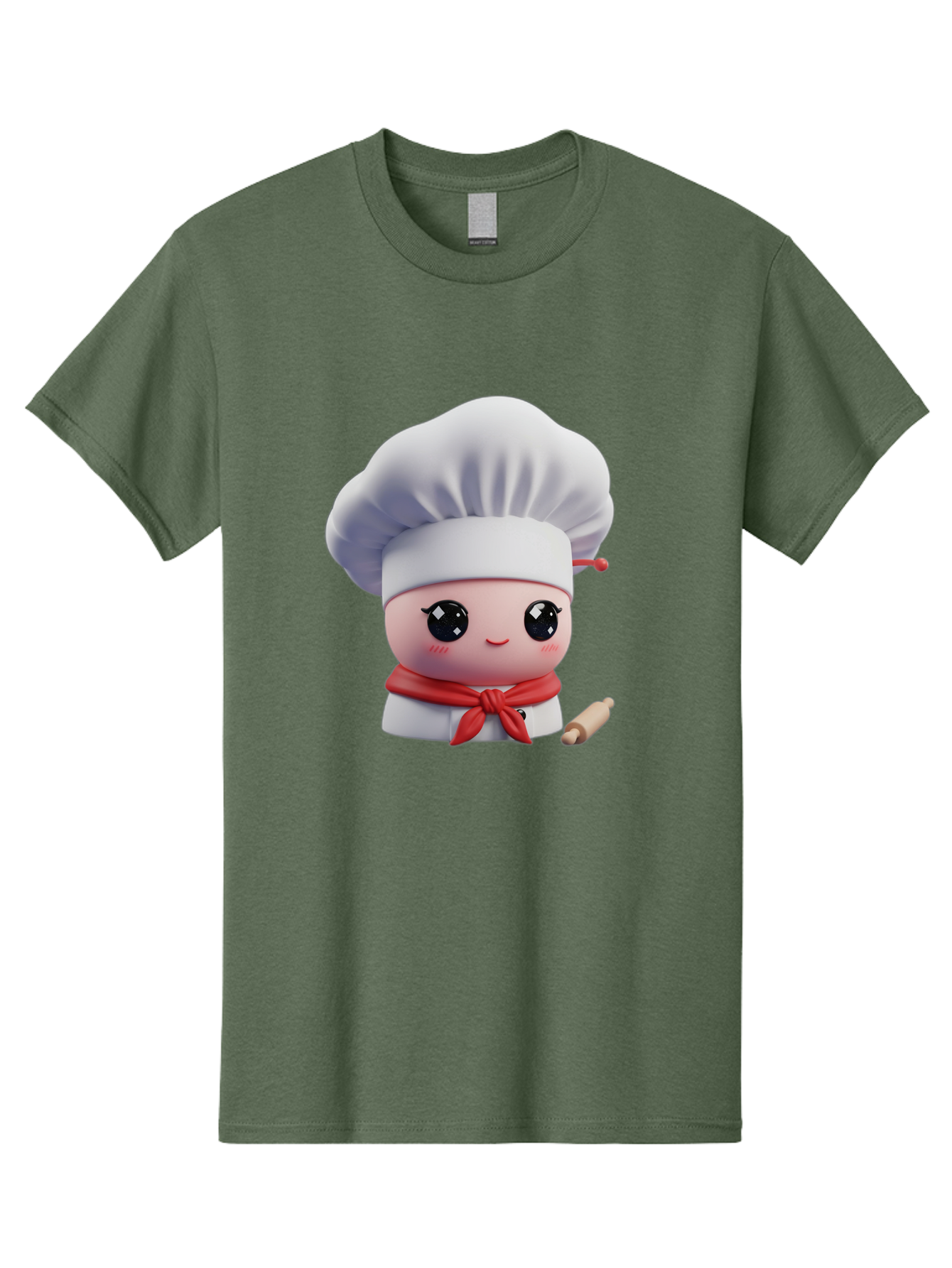 Chef-Character-4 Men'S Graphic Tee, 100% Cotton, Comfortable Casual Summer Wear, Machine Washable, Cartoon Chef Character, Cute Chef Illustration, Chef Hat, Red Scarf, White Uniform, Cooking Utensils, Kitchen Theme, Adorable Chef, Pastry Chef, Bac813