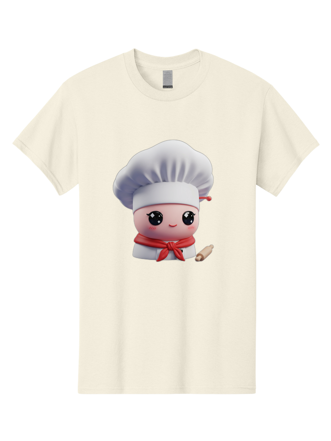 Chef-Character-4 Men'S Graphic Tee, 100% Cotton, Comfortable Casual Summer Wear, Machine Washable, Cartoon Chef Character, Cute Chef Illustration, Chef Hat, Red Scarf, White Uniform, Cooking Utensils, Kitchen Theme, Adorable Chef, Pastry Chef, Bac813