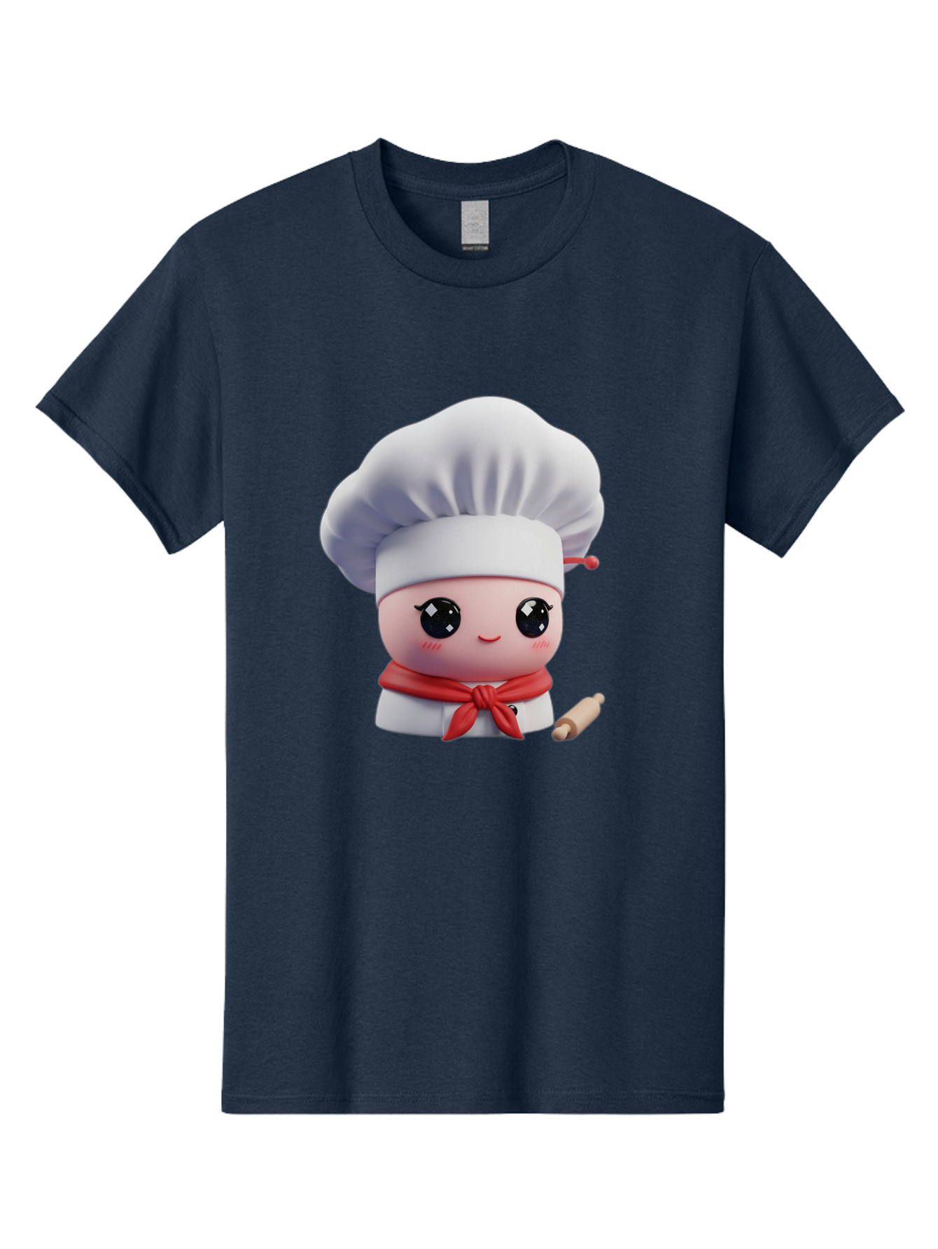 Chef-Character-4 Men'S Graphic Tee, 100% Cotton, Comfortable Casual Summer Wear, Machine Washable, Cartoon Chef Character, Cute Chef Illustration, Chef Hat, Red Scarf, White Uniform, Cooking Utensils, Kitchen Theme, Adorable Chef, Pastry Chef, Bac813