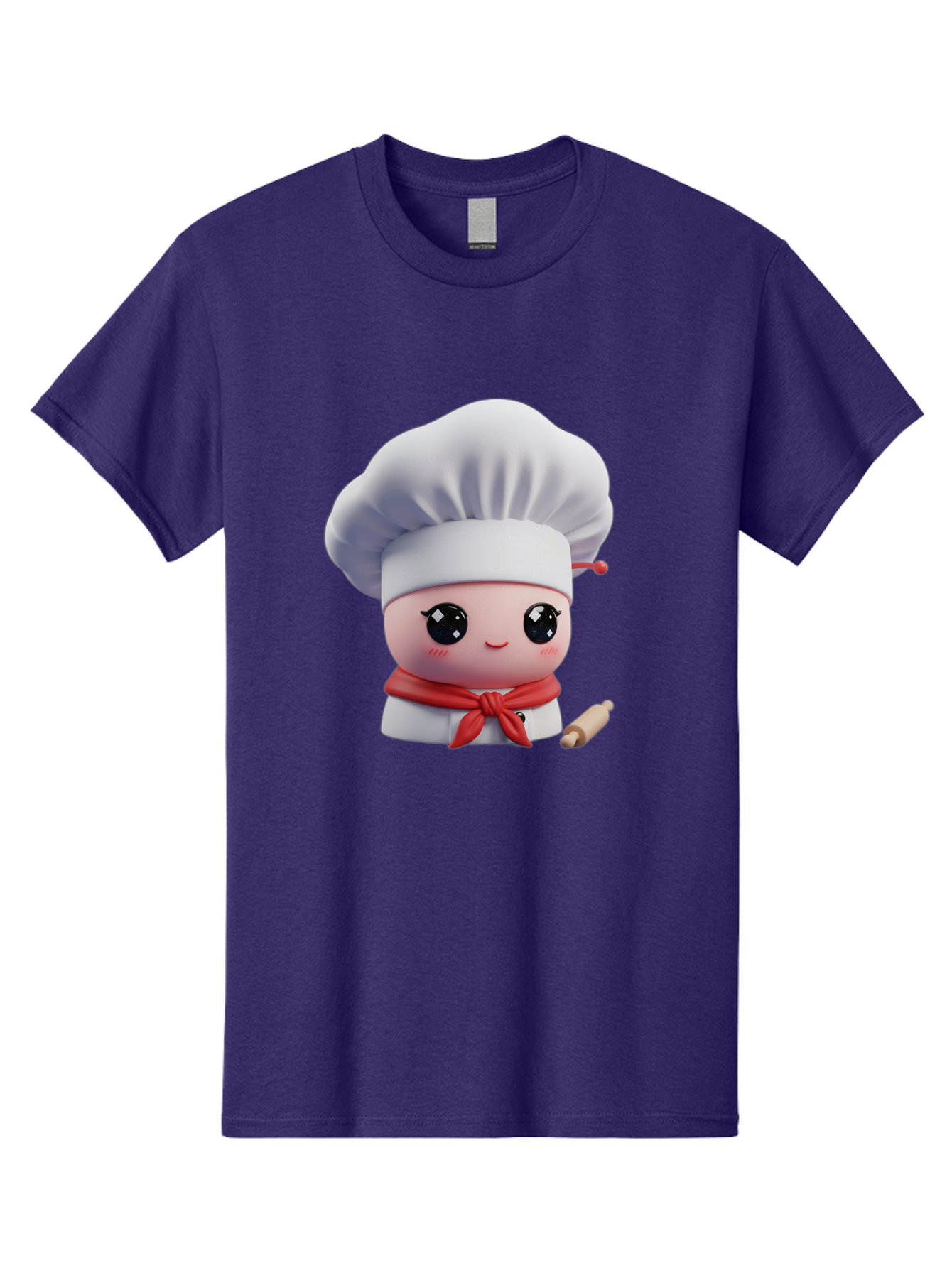 Chef-Character-4 Men'S Graphic Tee, 100% Cotton, Comfortable Casual Summer Wear, Machine Washable, Cartoon Chef Character, Cute Chef Illustration, Chef Hat, Red Scarf, White Uniform, Cooking Utensils, Kitchen Theme, Adorable Chef, Pastry Chef, Bac813