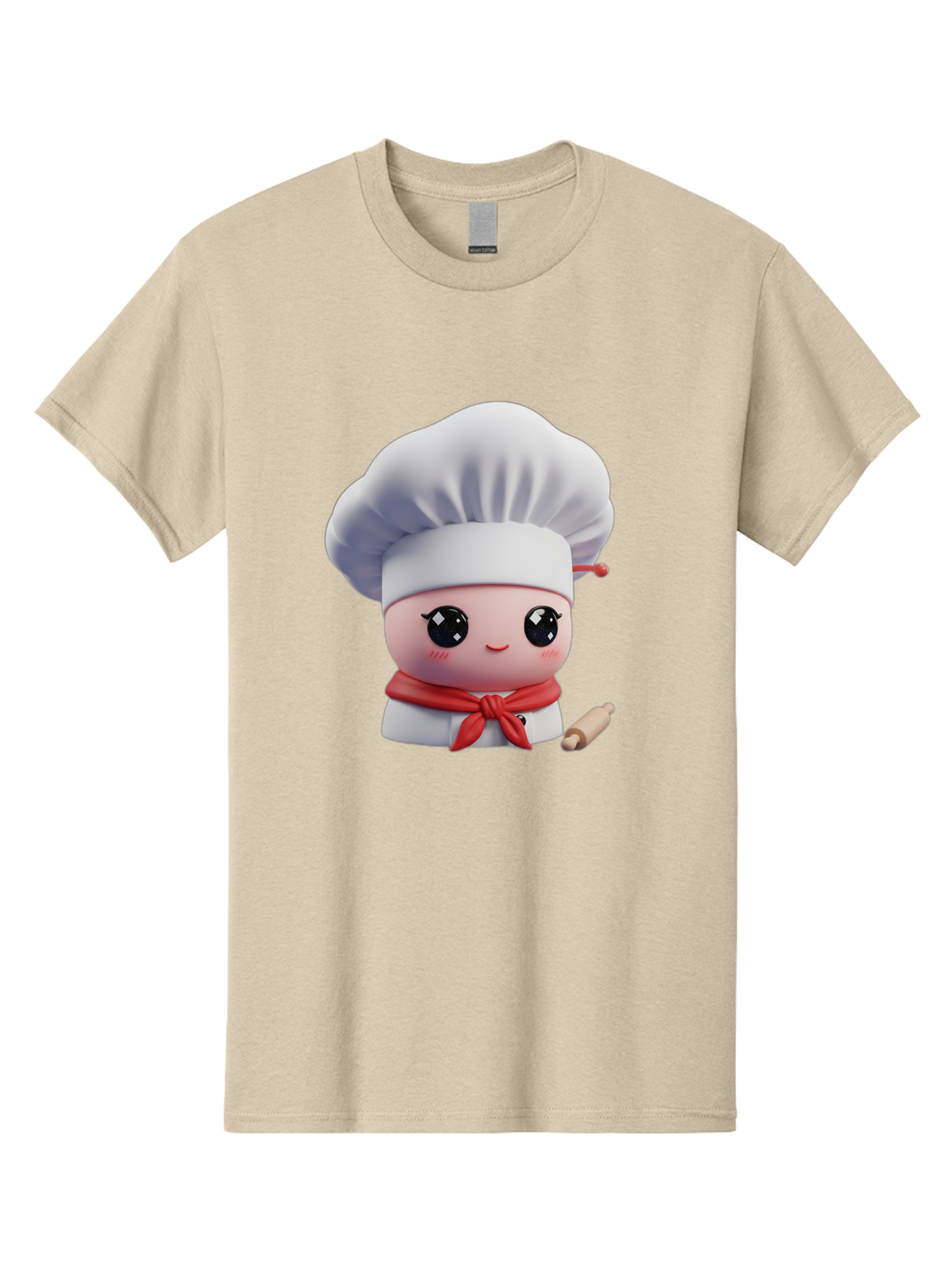 Chef-Character-4 Men'S Graphic Tee, 100% Cotton, Comfortable Casual Summer Wear, Machine Washable, Cartoon Chef Character, Cute Chef Illustration, Chef Hat, Red Scarf, White Uniform, Cooking Utensils, Kitchen Theme, Adorable Chef, Pastry Chef, Bac813