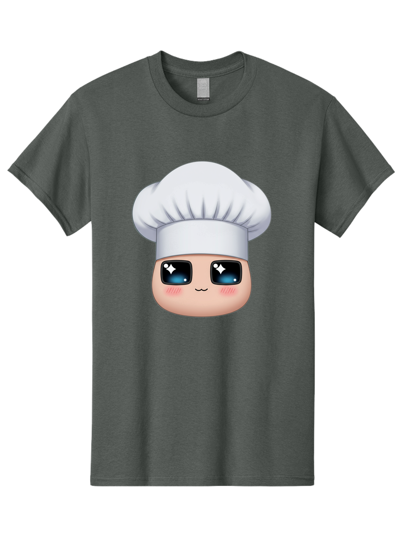 Chef-Emoji-1 Men'S Graphic Tee, 100% Cotton, Comfortable Casual Summer Wear, Machine Washable, Cartoon Chef, Cooking Emoji, Chef Hat, Cute Face, Sparkle Eyes, Rosy Cheeks, Kawaii Style, Culinary Art, Foodie, Cooking Enthusiast Bac816