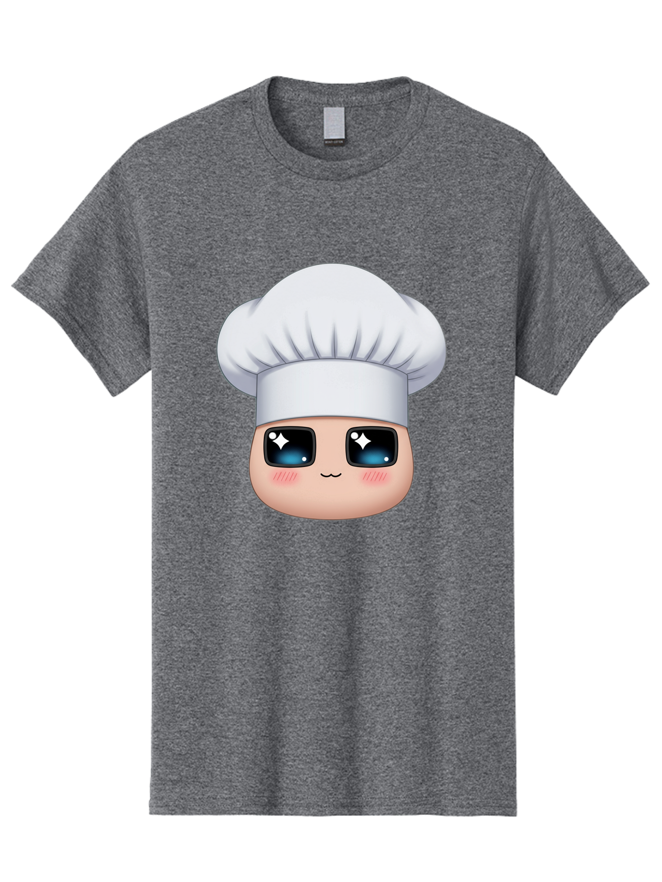 Chef-Emoji-1 Men'S Graphic Tee, 100% Cotton, Comfortable Casual Summer Wear, Machine Washable, Cartoon Chef, Cooking Emoji, Chef Hat, Cute Face, Sparkle Eyes, Rosy Cheeks, Kawaii Style, Culinary Art, Foodie, Cooking Enthusiast Bac816