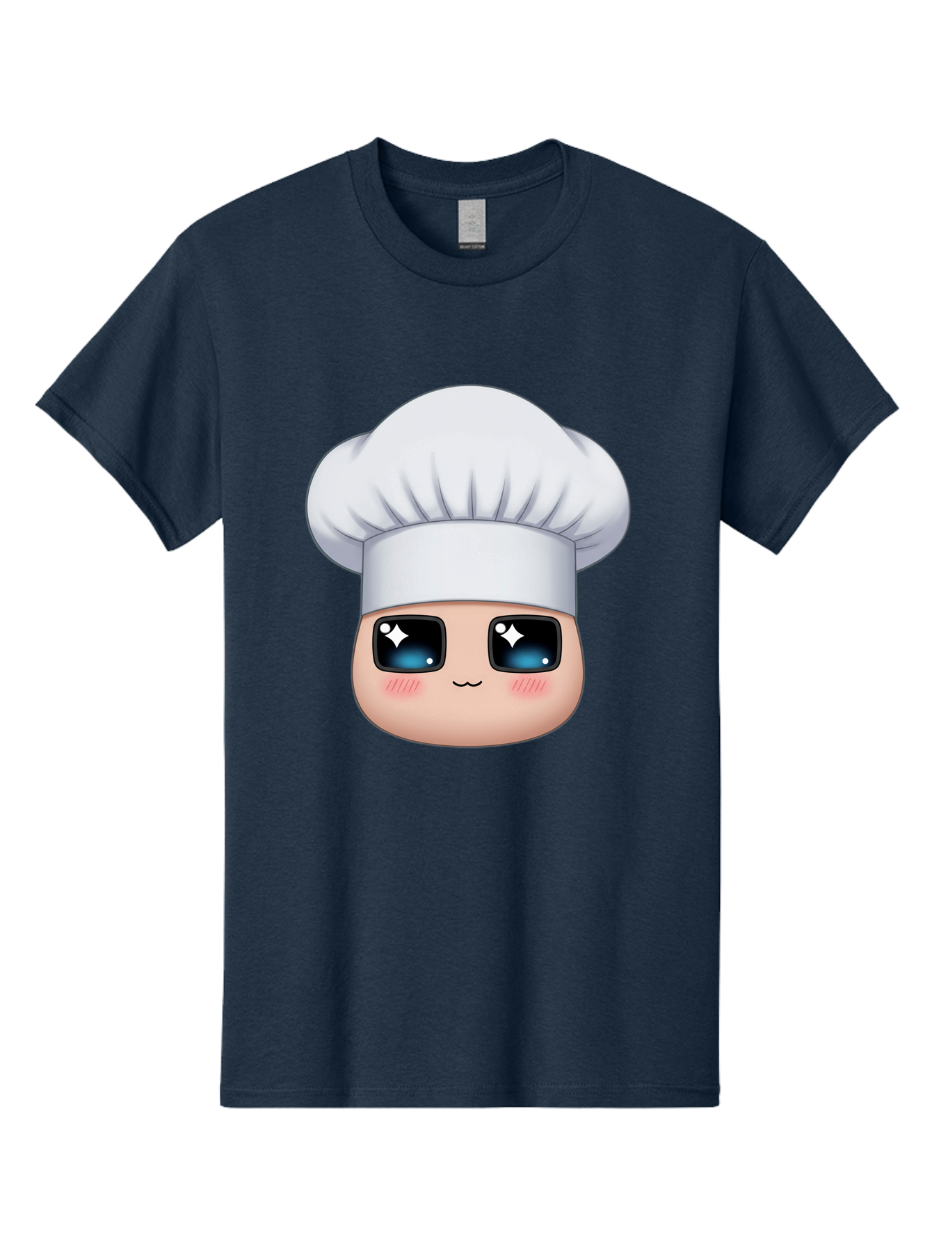 Chef-Emoji-1 Men'S Graphic Tee, 100% Cotton, Comfortable Casual Summer Wear, Machine Washable, Cartoon Chef, Cooking Emoji, Chef Hat, Cute Face, Sparkle Eyes, Rosy Cheeks, Kawaii Style, Culinary Art, Foodie, Cooking Enthusiast Bac816