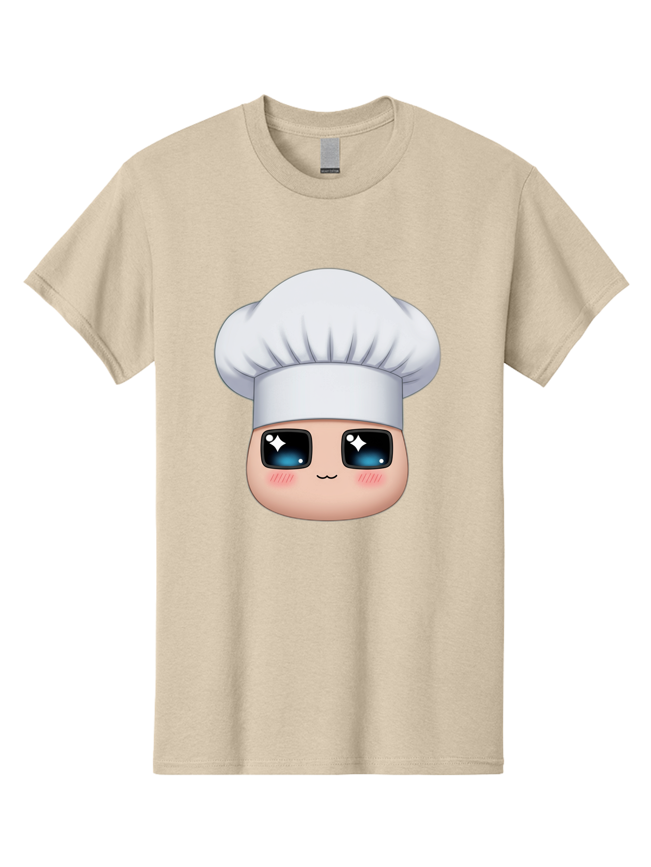 Chef-Emoji-1 Men'S Graphic Tee, 100% Cotton, Comfortable Casual Summer Wear, Machine Washable, Cartoon Chef, Cooking Emoji, Chef Hat, Cute Face, Sparkle Eyes, Rosy Cheeks, Kawaii Style, Culinary Art, Foodie, Cooking Enthusiast Bac816