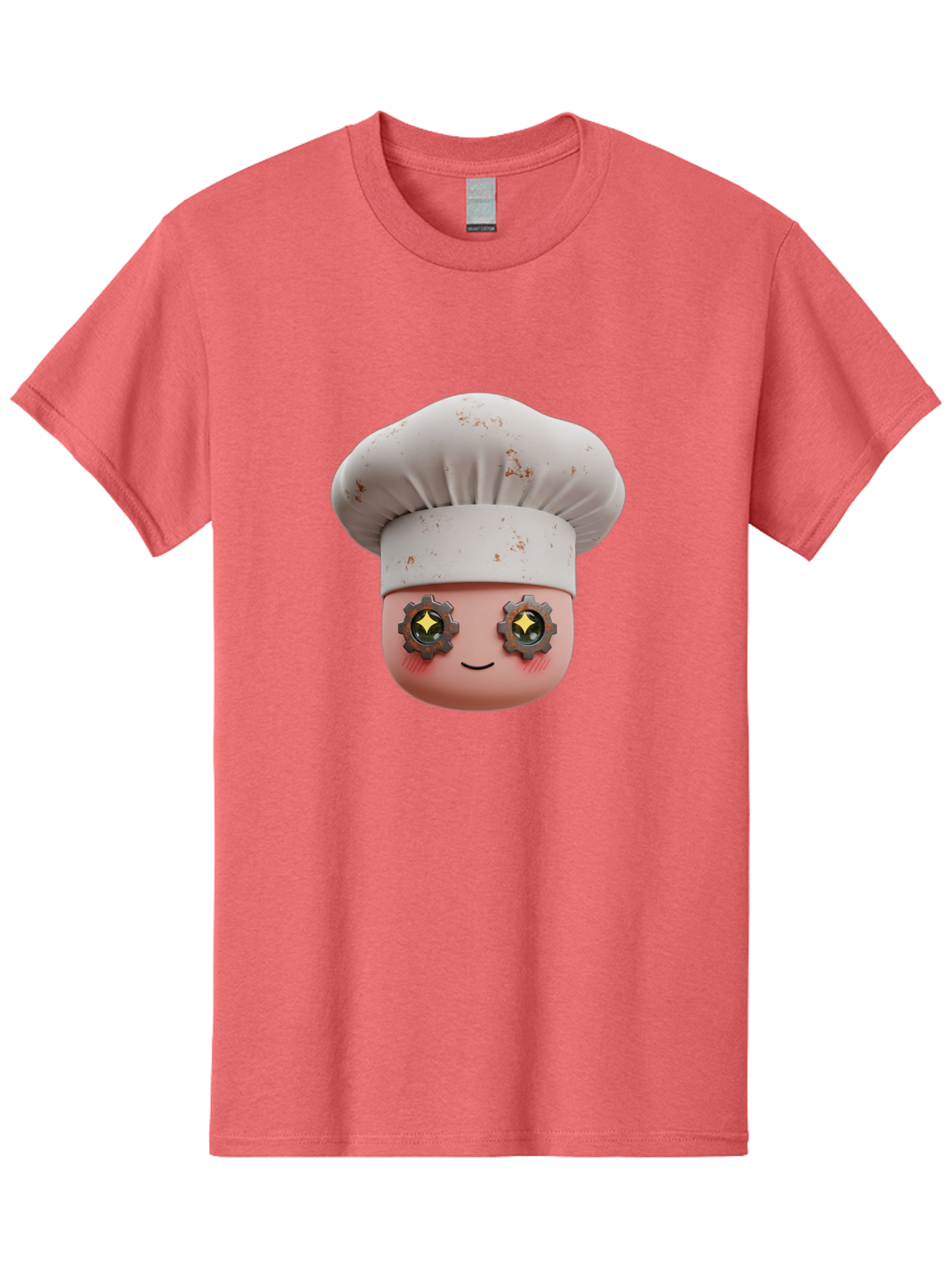 Chef-Emoji-2 Men'S Graphic Tee, 100% Cotton, Comfortable Casual Summer Wear, Machine Washable, Cartoon Chef, Cooking Emoji, Chef Hat, Robotic Eyes, Culinary Art, Kitchen Creativity, Digital Character, Foodie Fun, Animated Chef, Bac817