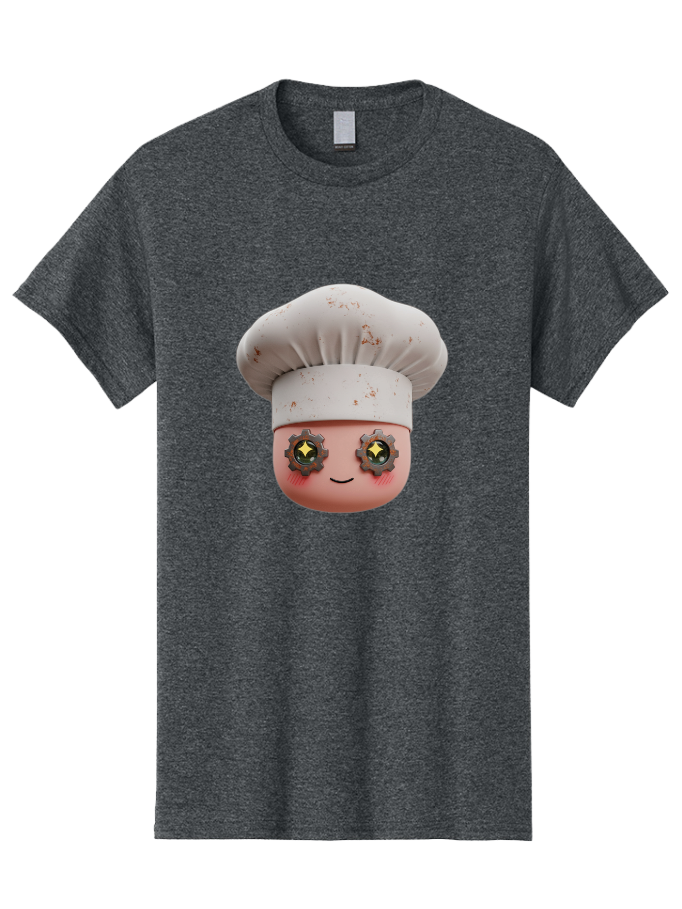 Chef-Emoji-2 Men'S Graphic Tee, 100% Cotton, Comfortable Casual Summer Wear, Machine Washable, Cartoon Chef, Cooking Emoji, Chef Hat, Robotic Eyes, Culinary Art, Kitchen Creativity, Digital Character, Foodie Fun, Animated Chef, Bac817