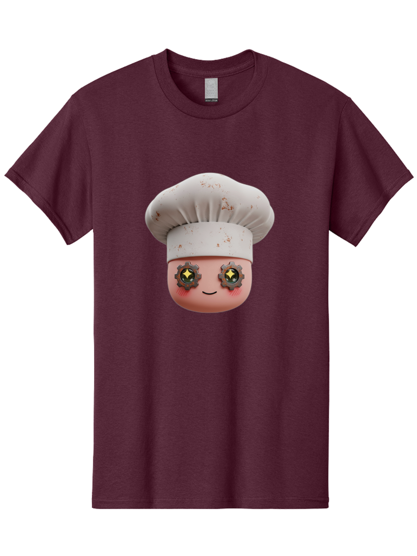 Chef-Emoji-2 Men'S Graphic Tee, 100% Cotton, Comfortable Casual Summer Wear, Machine Washable, Cartoon Chef, Cooking Emoji, Chef Hat, Robotic Eyes, Culinary Art, Kitchen Creativity, Digital Character, Foodie Fun, Animated Chef, Bac817