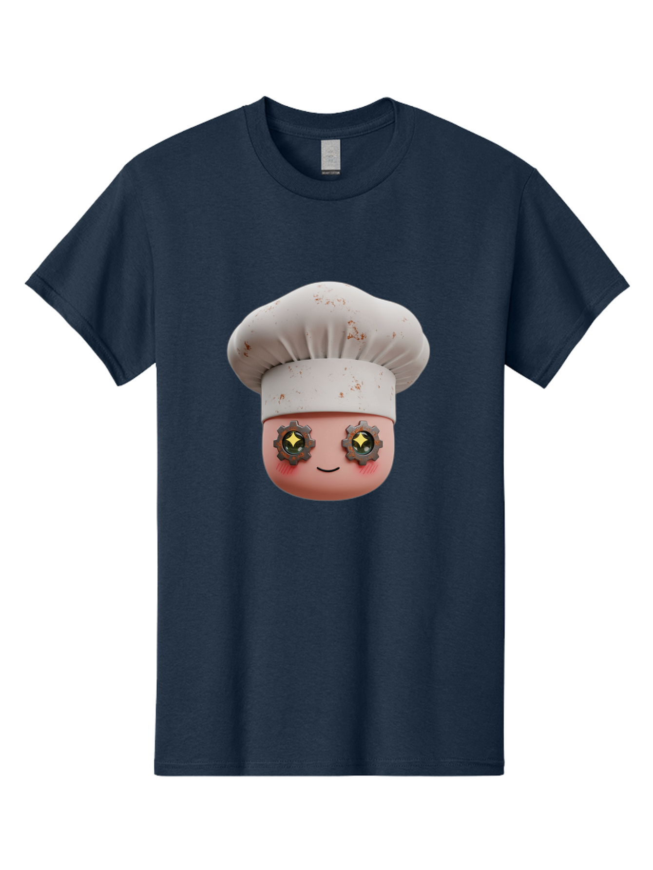 Chef-Emoji-2 Men'S Graphic Tee, 100% Cotton, Comfortable Casual Summer Wear, Machine Washable, Cartoon Chef, Cooking Emoji, Chef Hat, Robotic Eyes, Culinary Art, Kitchen Creativity, Digital Character, Foodie Fun, Animated Chef, Bac817