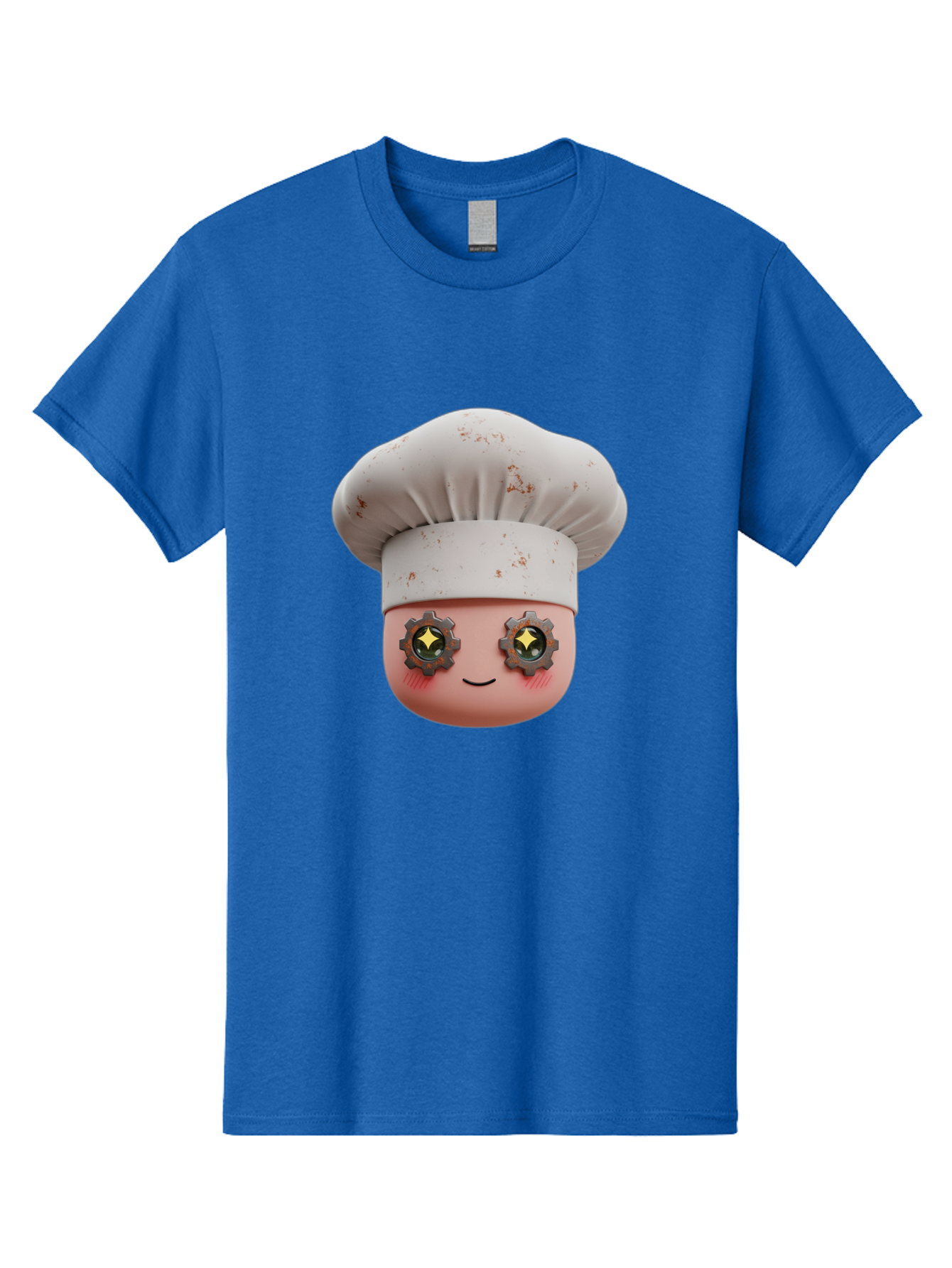 Chef-Emoji-2 Men'S Graphic Tee, 100% Cotton, Comfortable Casual Summer Wear, Machine Washable, Cartoon Chef, Cooking Emoji, Chef Hat, Robotic Eyes, Culinary Art, Kitchen Creativity, Digital Character, Foodie Fun, Animated Chef, Bac817