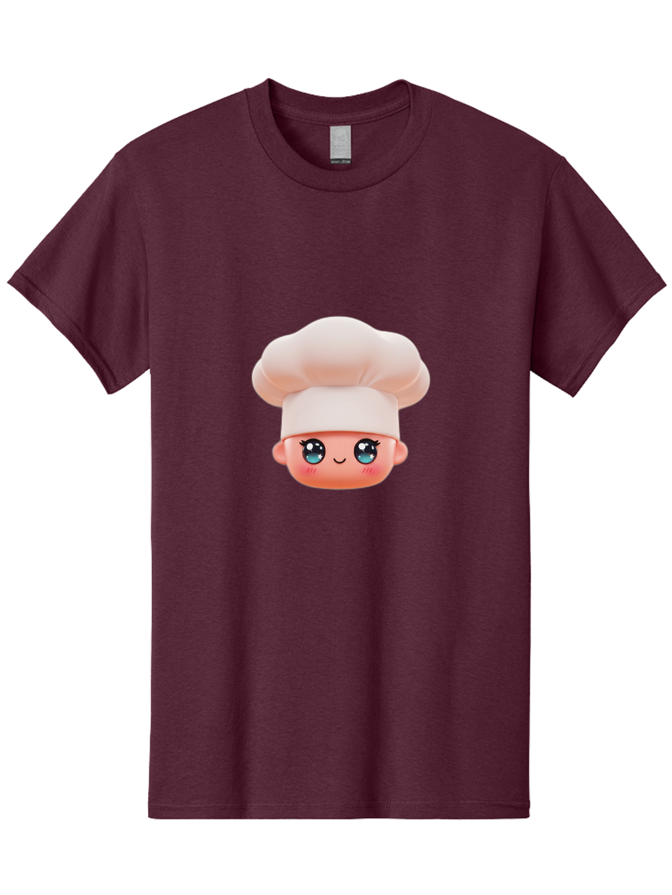 Chef-Emoji-3 Men'S Graphic Tee, 100% Cotton, Comfortable Casual Summer Wear, Machine Washable, Cartoon Character, Chef Hat, Smiling Face, Blue Eyes, Pink Cheeks, Kawaii Style, Cute Illustration, Cooking Theme, Doll Face, Fashion Accessory Bac818