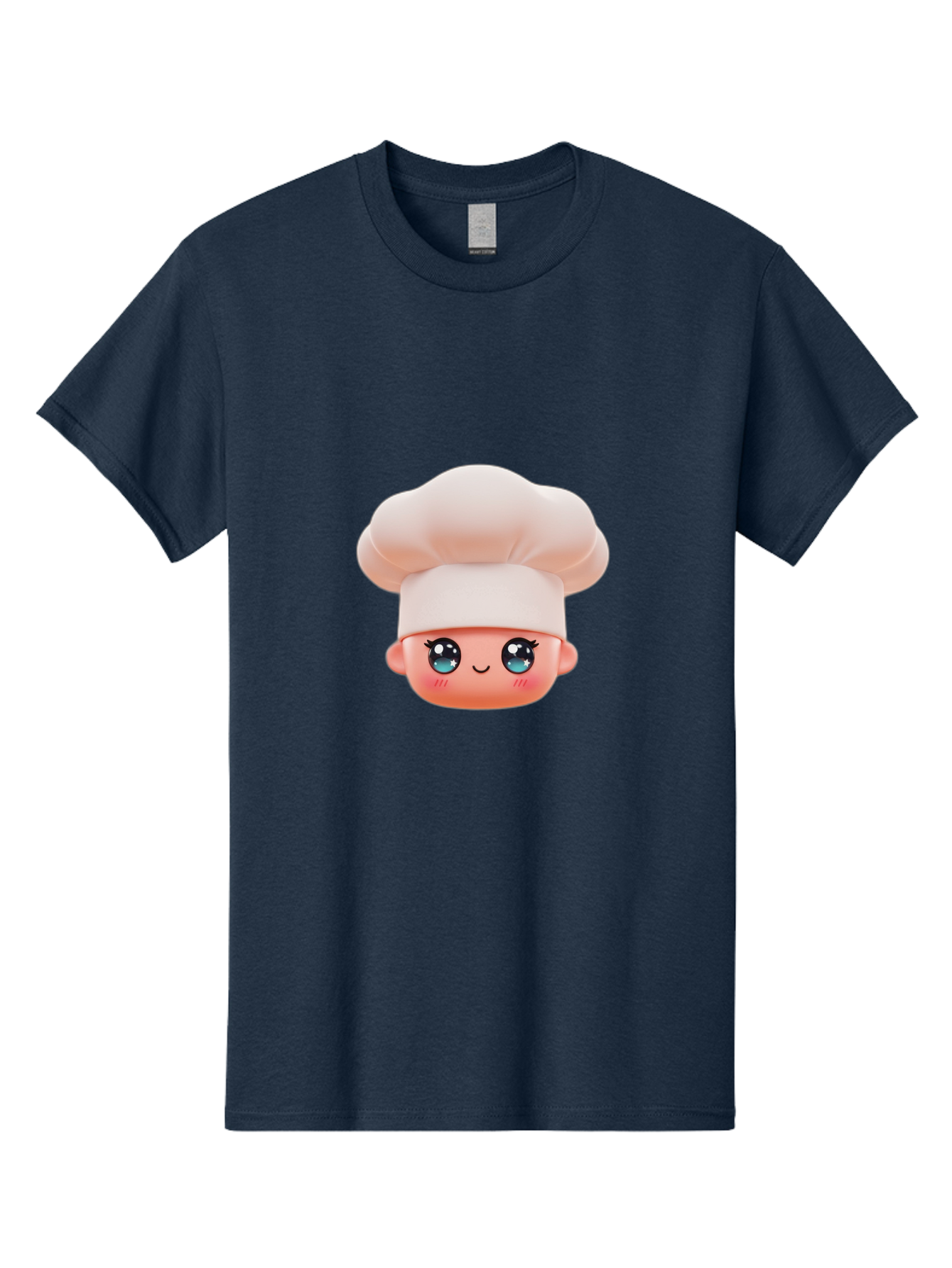 Chef-Emoji-3 Men'S Graphic Tee, 100% Cotton, Comfortable Casual Summer Wear, Machine Washable, Cartoon Character, Chef Hat, Smiling Face, Blue Eyes, Pink Cheeks, Kawaii Style, Cute Illustration, Cooking Theme, Doll Face, Fashion Accessory Bac818